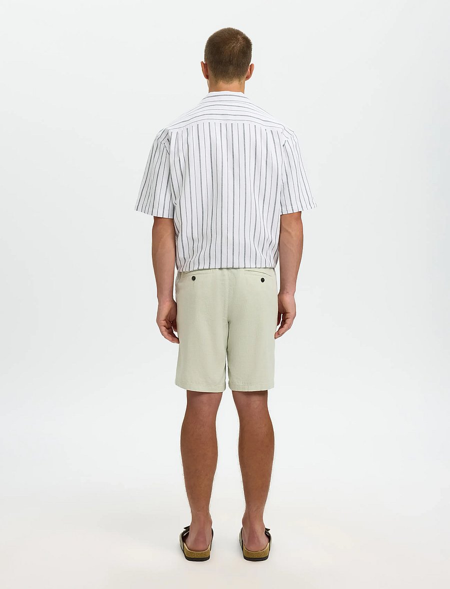Selected - SLMREGULAR-BRODY LINEN BLD SHORTS NOOS - leinen-shorts - aqua gray - 2