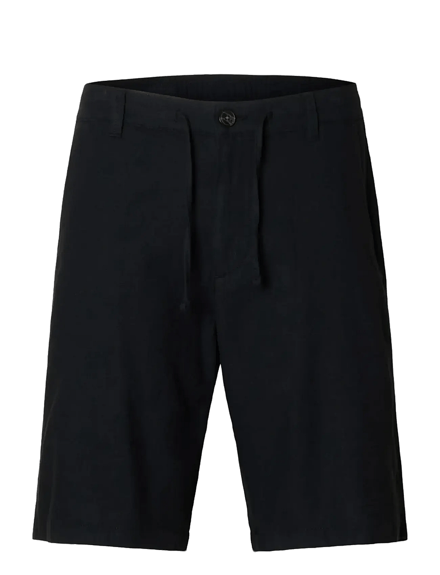 Selected - SLMREGULAR-BRODY LINEN BLD SHORTS NOOS - leinen-shorts - black - 1