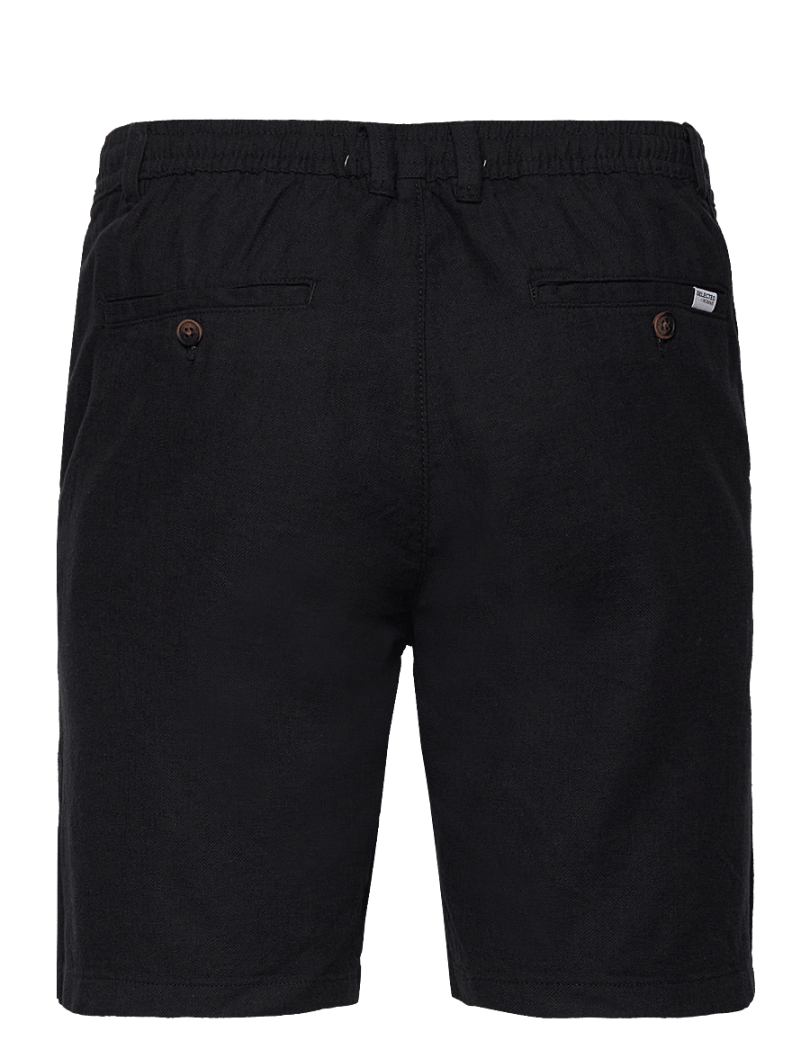 Selected - SLMREGULAR-BRODY LINEN BLD SHORTS NOOS - leinen-shorts - black - 2