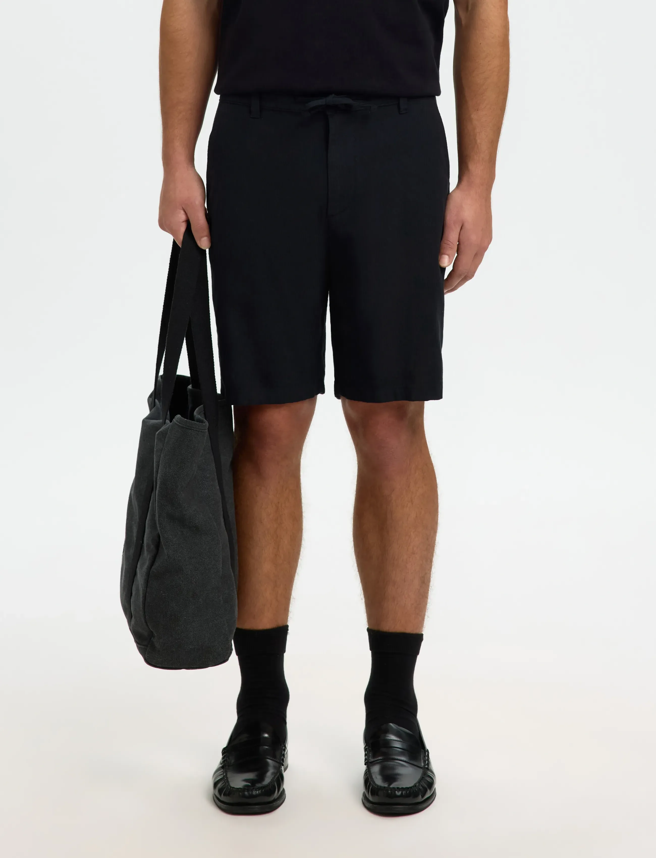 Selected Slmregular-Brody Linen Bld Shorts Noos, XXL, Shorts, Schwarz - Casual, Männerswear