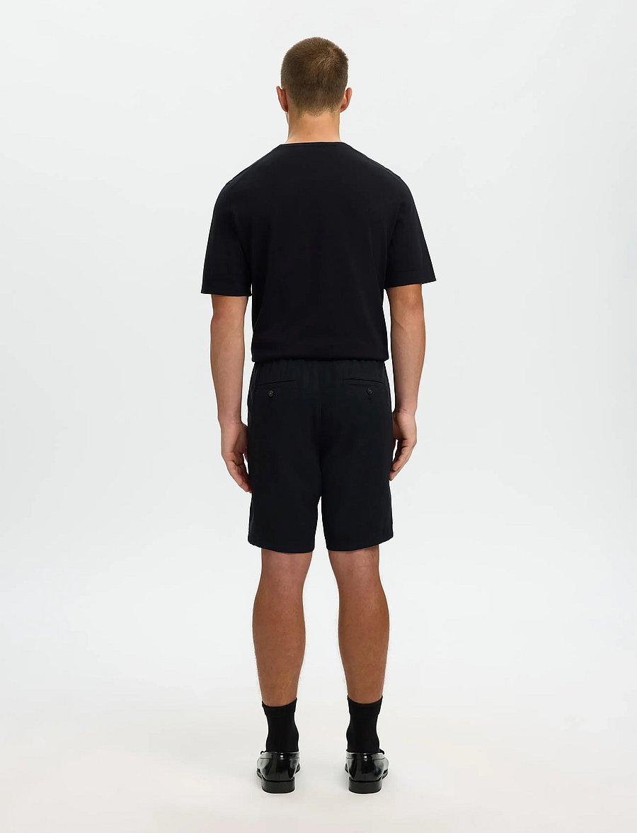 Selected - SLMREGULAR-BRODY LINEN BLD SHORTS NOOS - leinen-shorts - black - 3