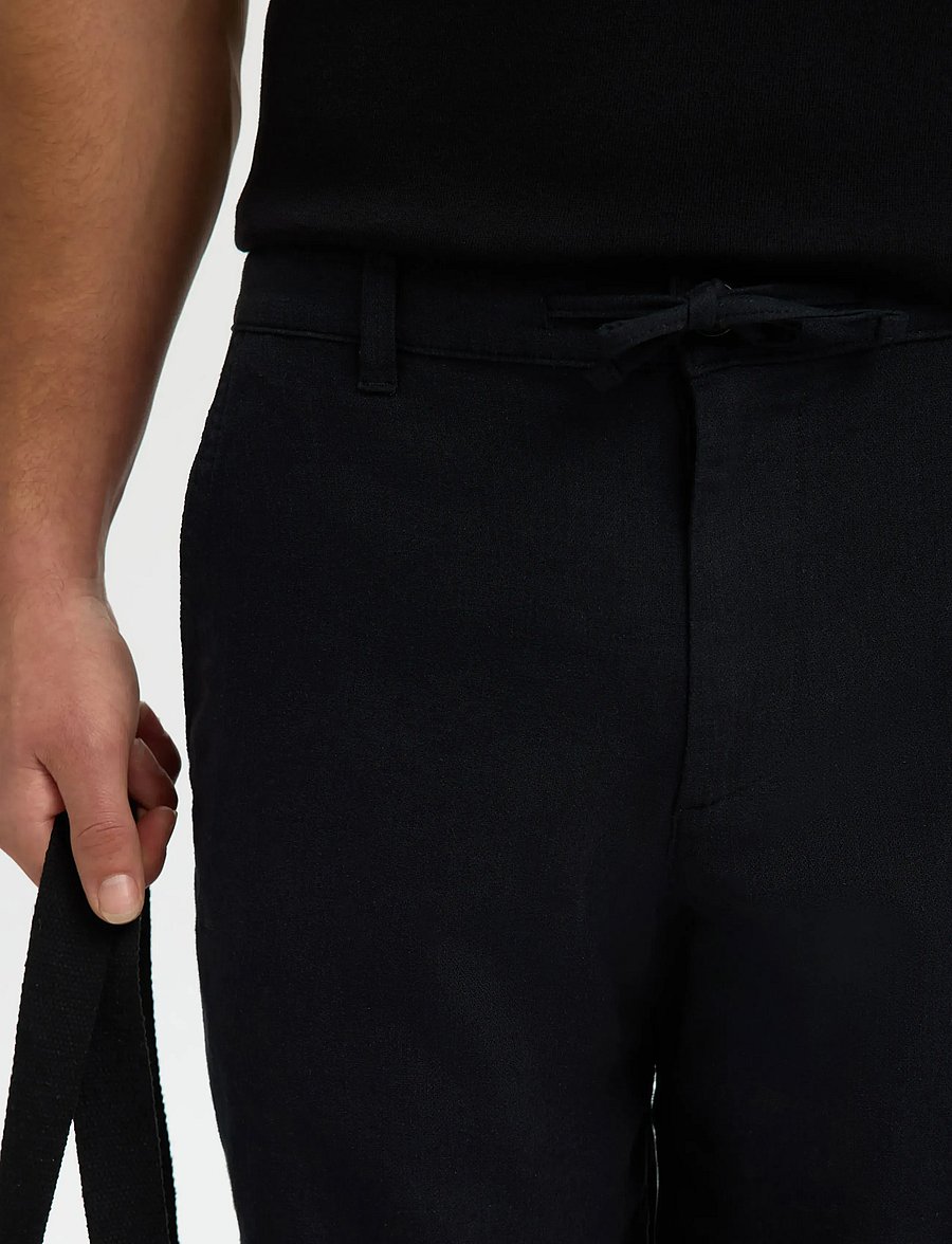 Selected - SLMREGULAR-BRODY LINEN BLD SHORTS NOOS - leinen-shorts - black - 5