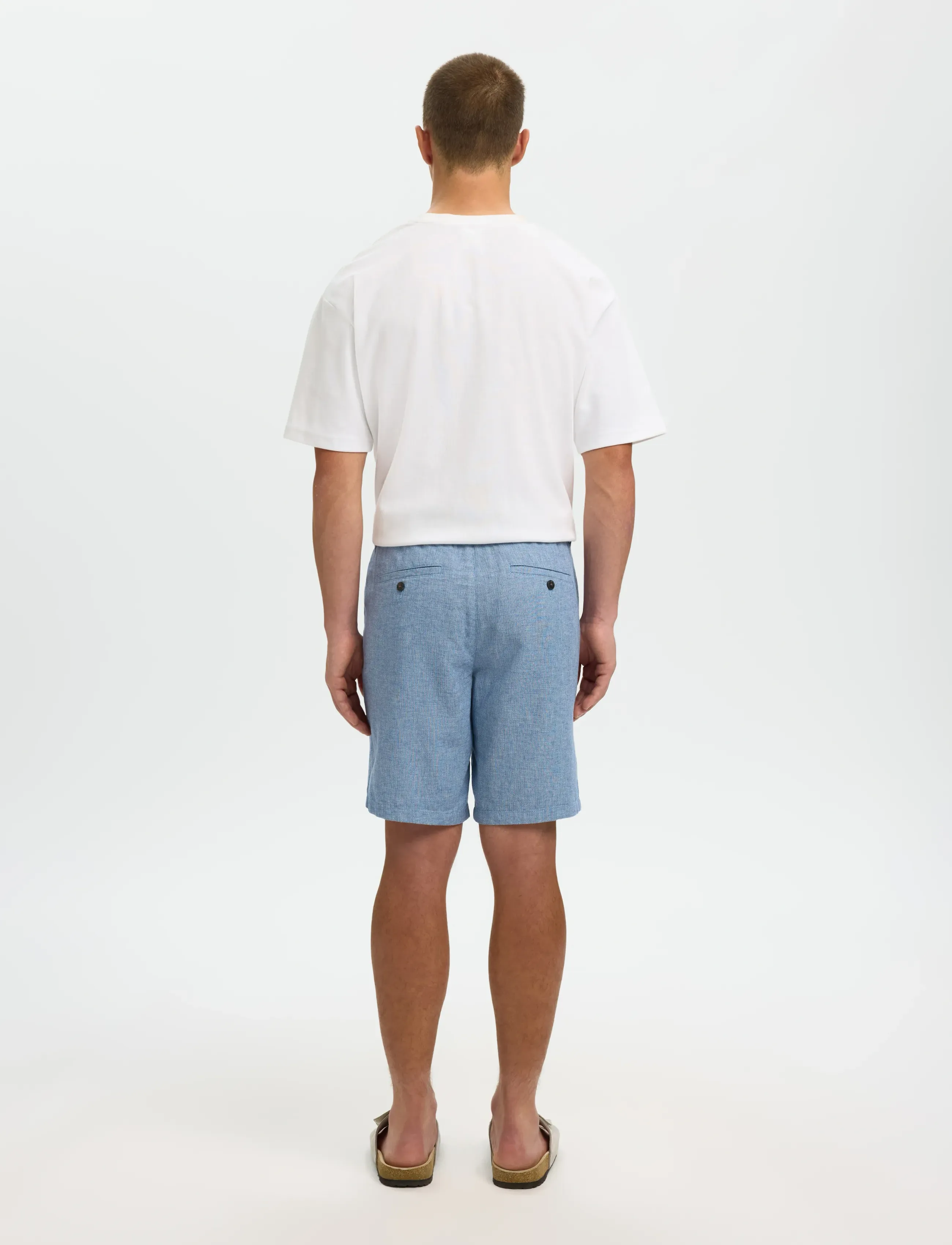 Selected - SLMREGULAR-BRODY LINEN BLD SHORTS NOOS - laveste priser - cashmere blue - 2
