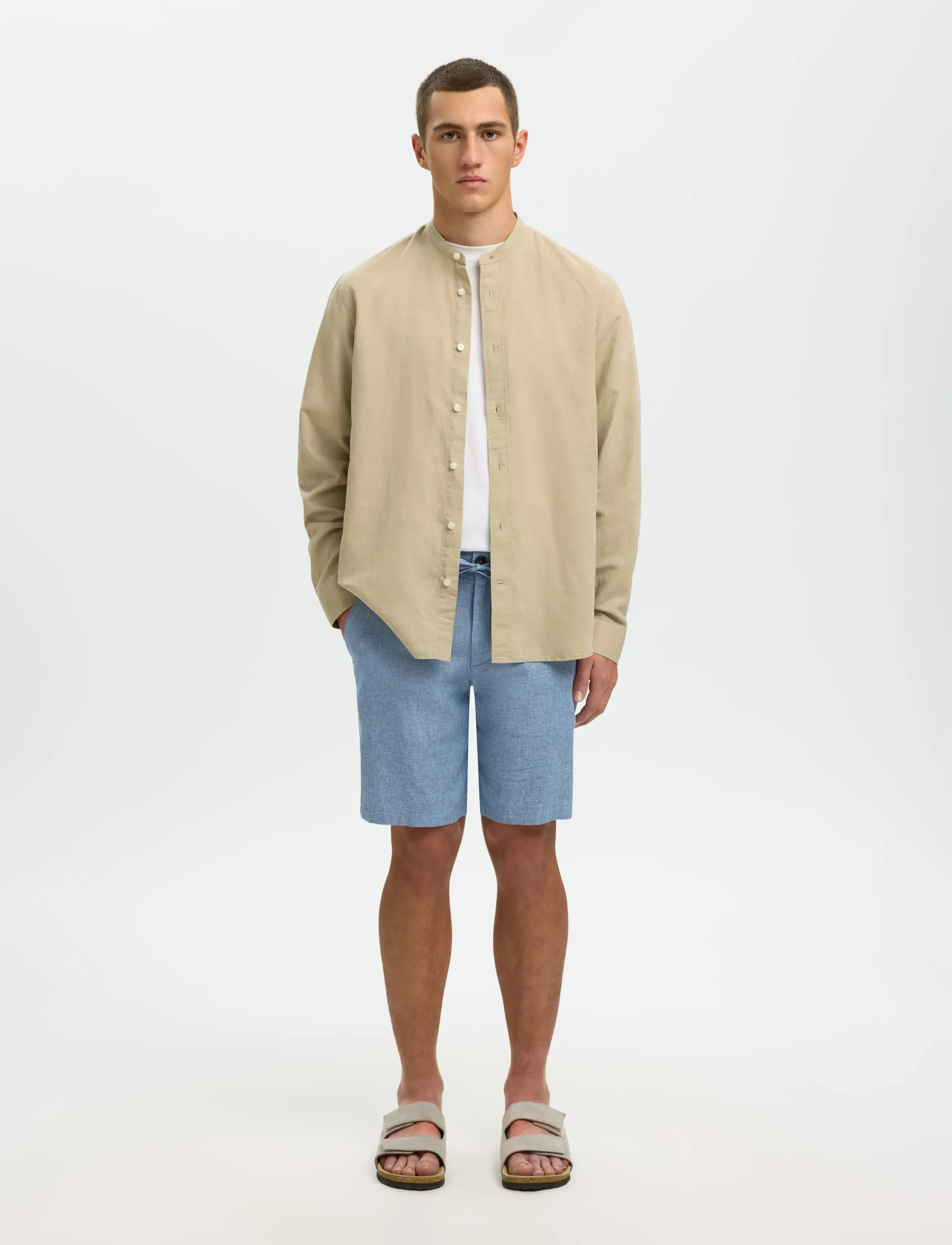 Selected - SLMREGULAR-BRODY LINEN BLD SHORTS NOOS - laveste priser - cashmere blue - 3
