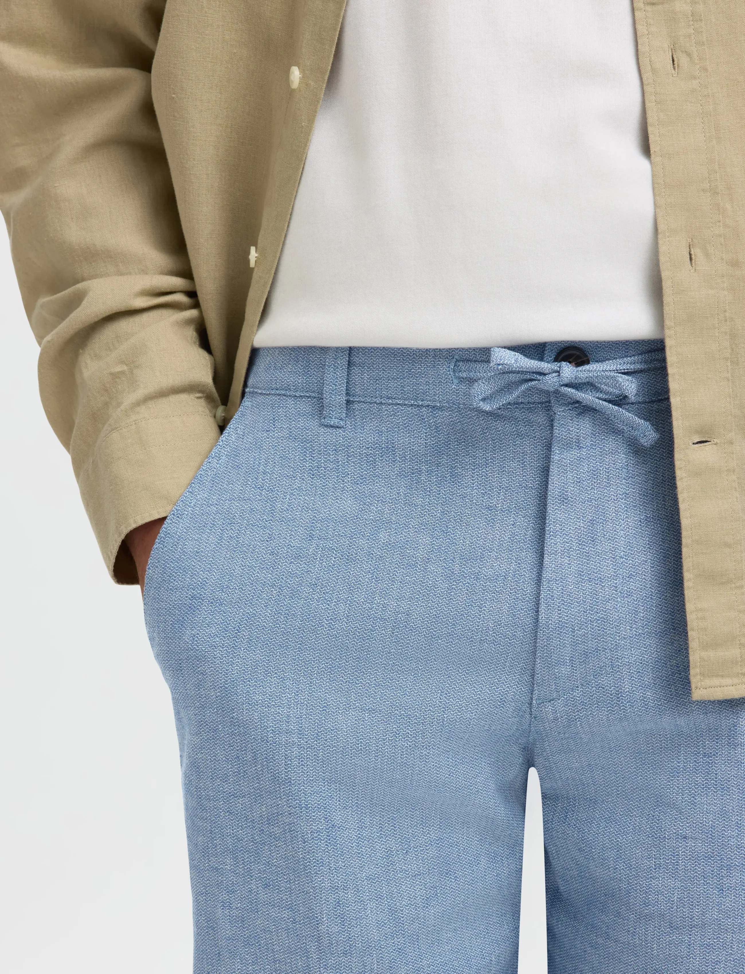 Selected - SLMREGULAR-BRODY LINEN BLD SHORTS NOOS - laveste priser - cashmere blue - 4