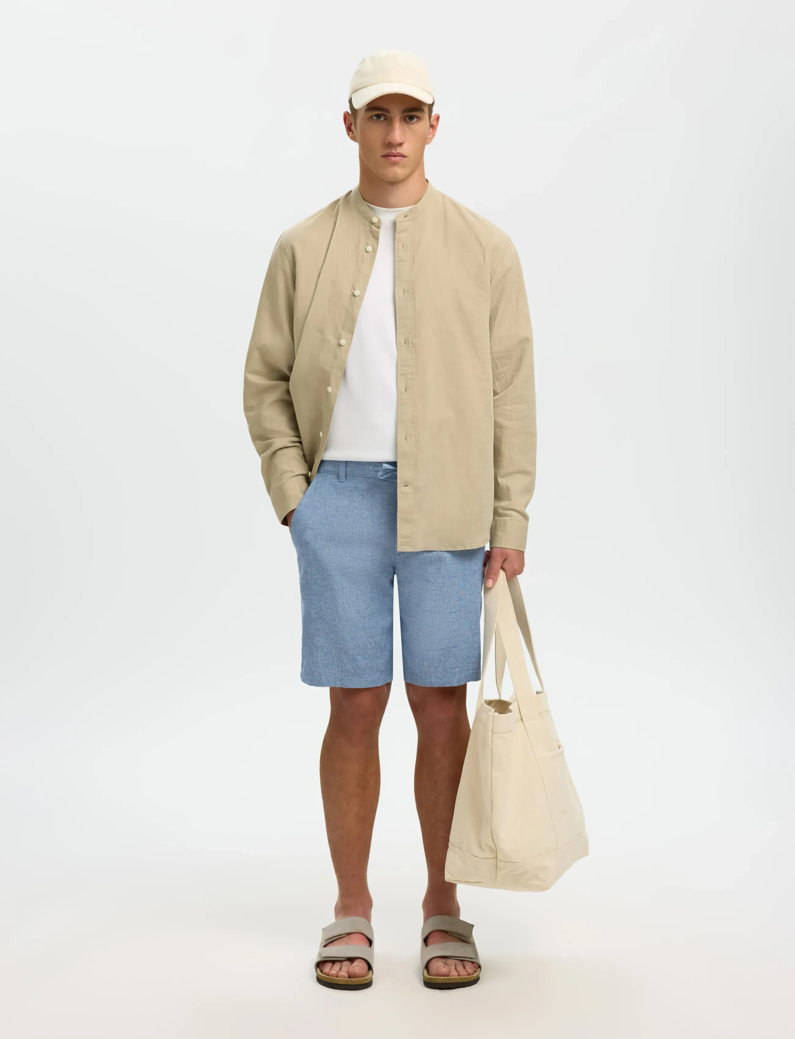 Selected - SLMREGULAR-BRODY LINEN BLD SHORTS NOOS - laveste priser - cashmere blue - 5