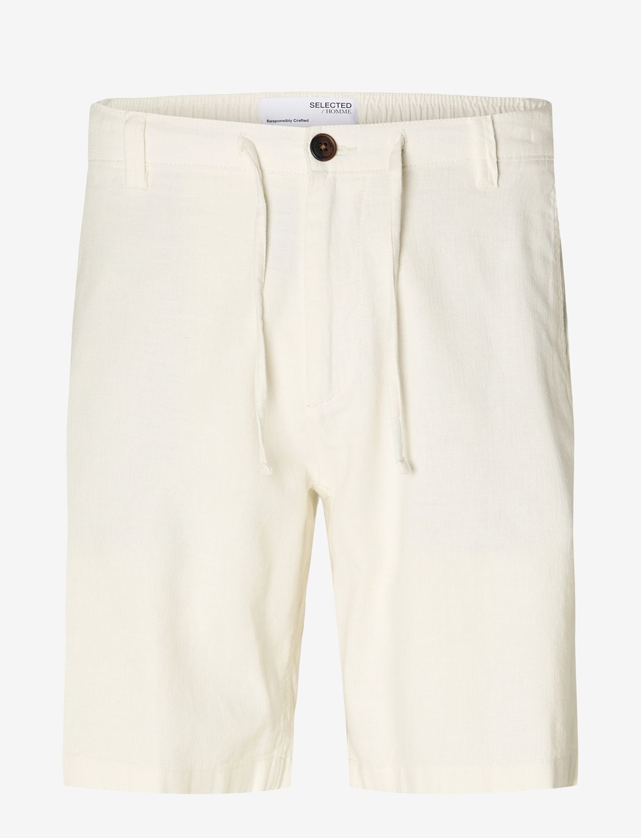 Selected - SLMREGULAR-BRODY LINEN BLD SHORTS NOOS - linneshorts - cloud dancer - 1
