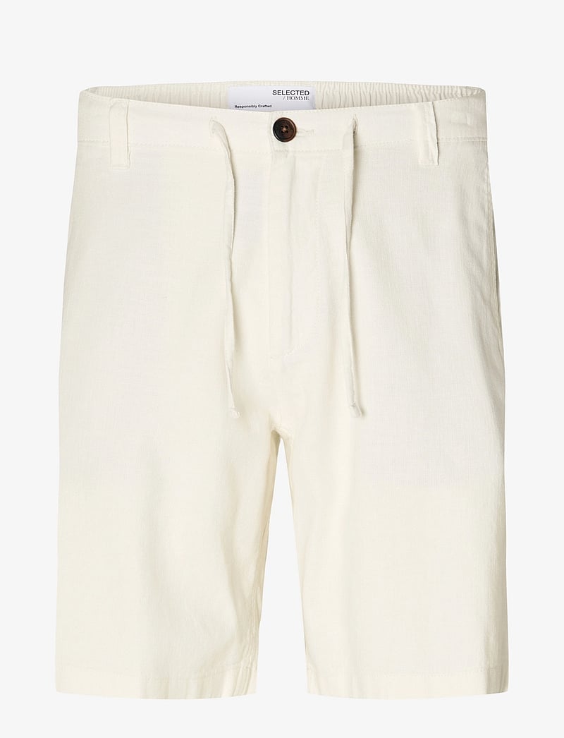 Selected - SLMREGULAR-BRODY LINEN BLD SHORTS NOOS - linneshorts - cloud dancer - 1
