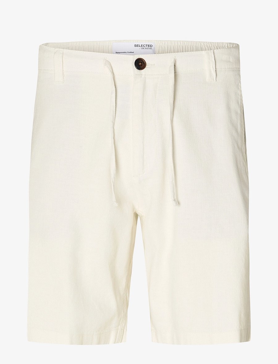 Selected - SLMREGULAR-BRODY LINEN BLD SHORTS NOOS - leinen-shorts - cloud dancer - 1