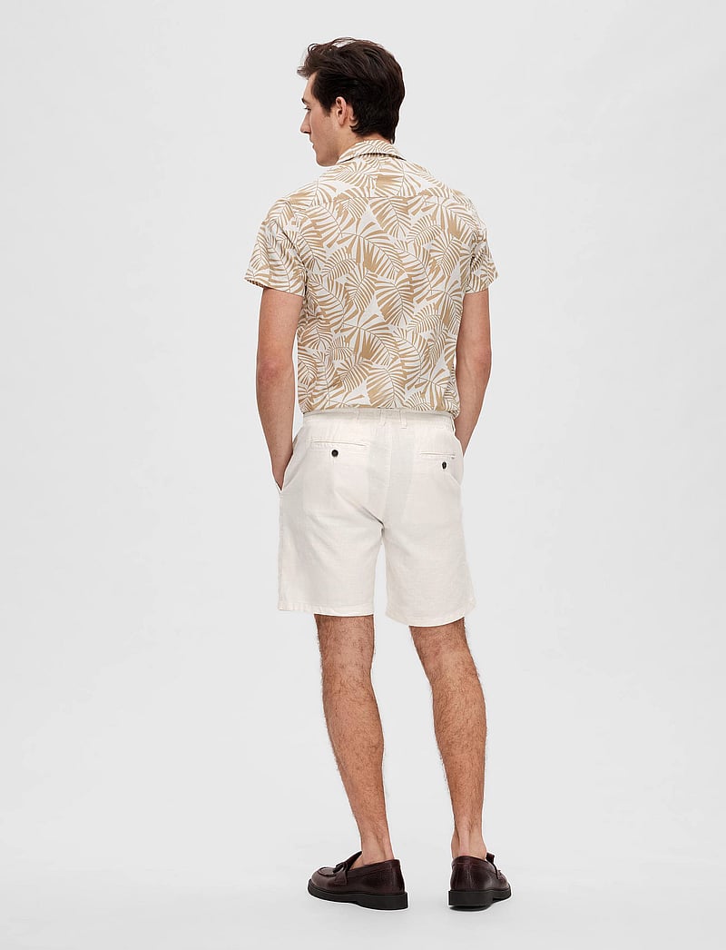 Selected - SLMREGULAR-BRODY LINEN BLD SHORTS NOOS - linneshorts - cloud dancer - 2