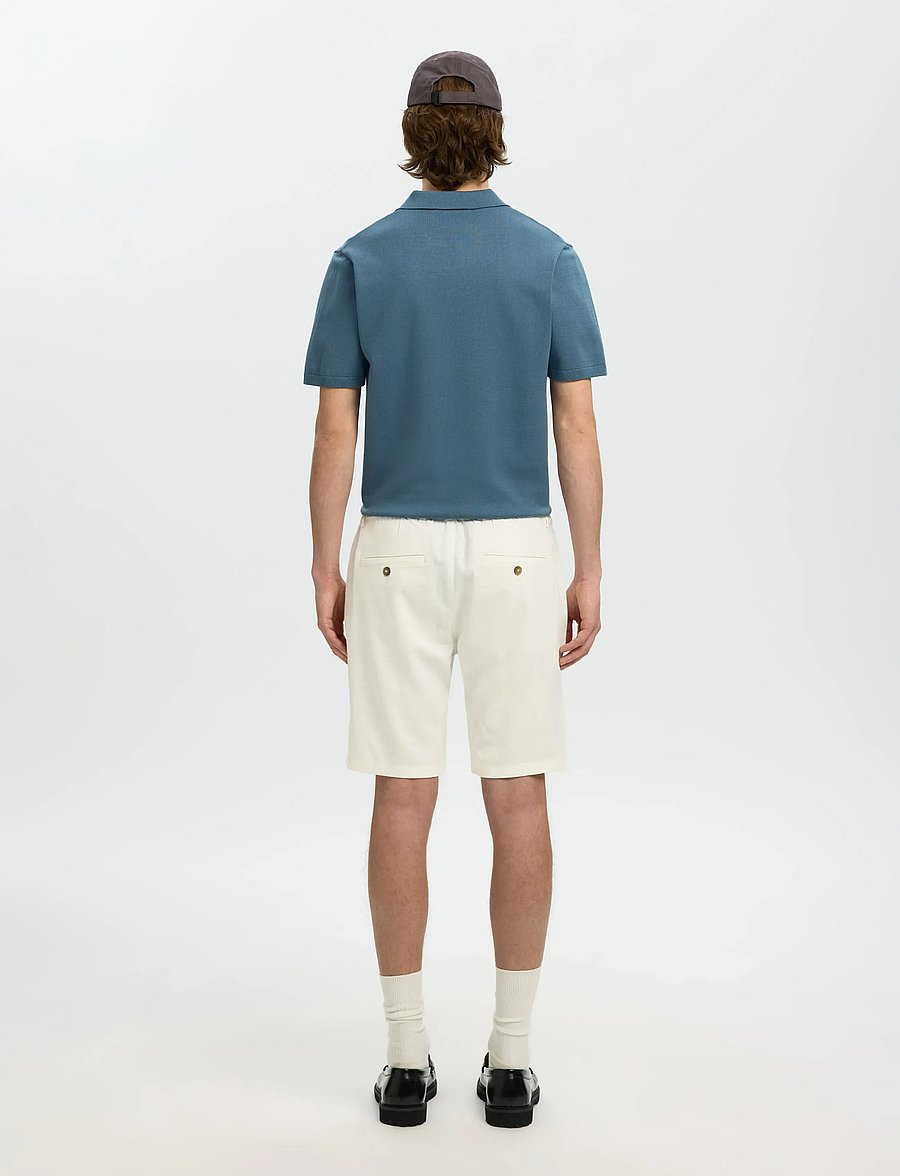 Selected - SLMREGULAR-BRODY LINEN BLD SHORTS NOOS - leinen-shorts - cloud dancer - 2