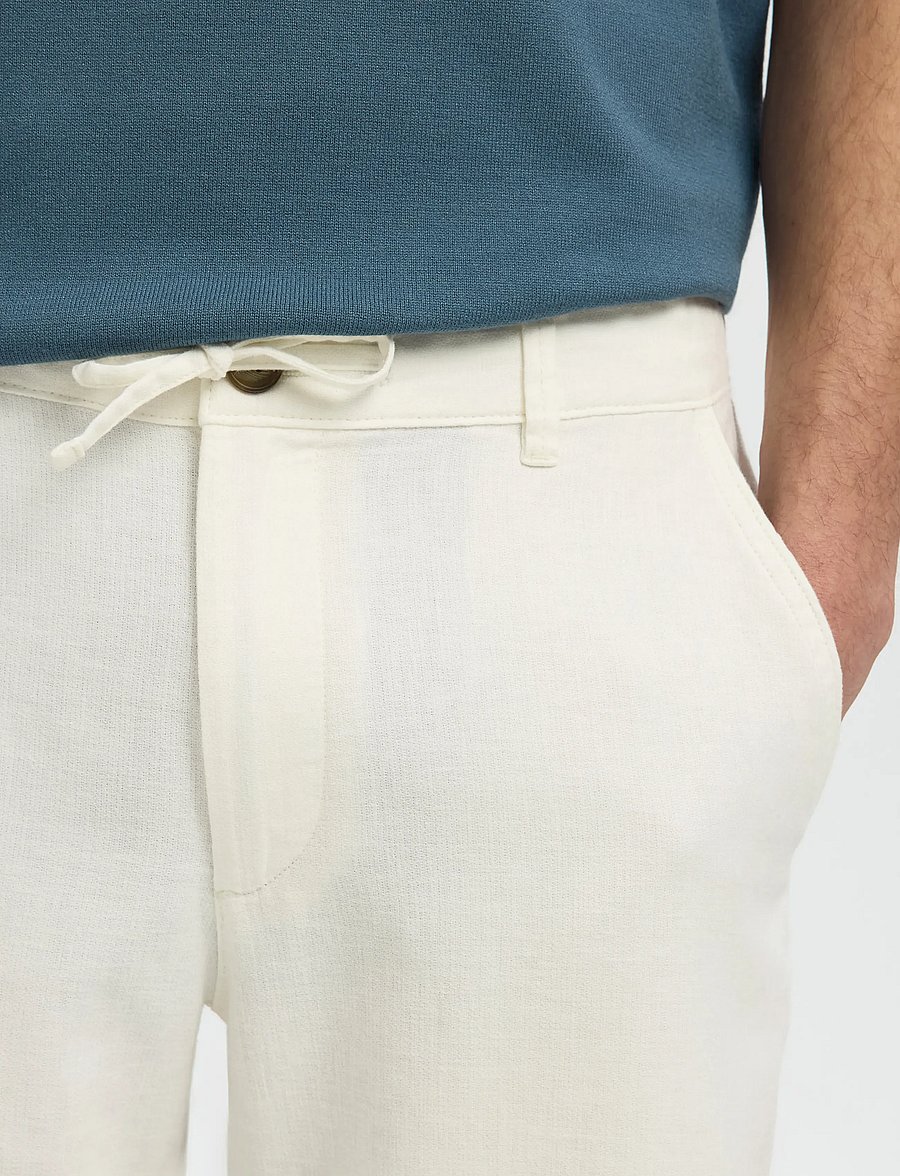 Selected - SLMREGULAR-BRODY LINEN BLD SHORTS NOOS - leinen-shorts - cloud dancer - 4