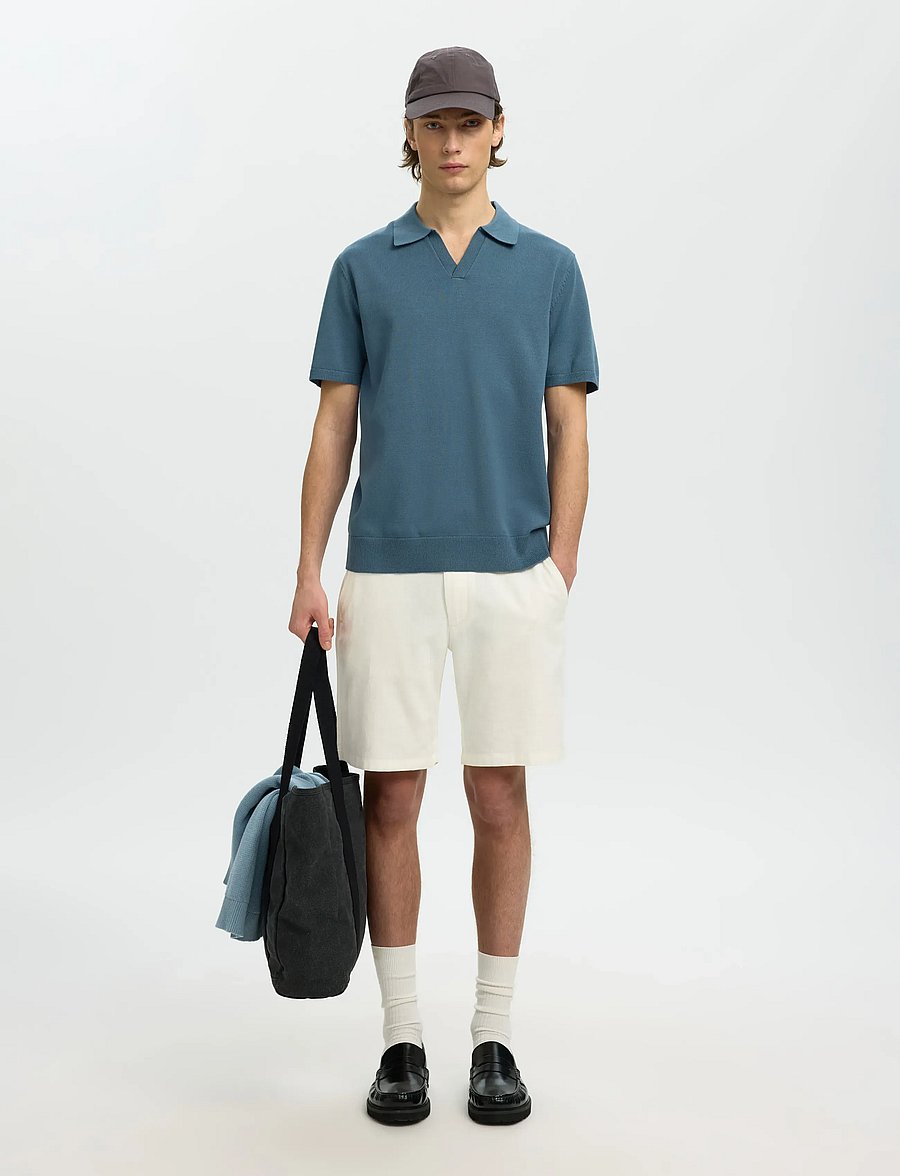 Selected - SLMREGULAR-BRODY LINEN BLD SHORTS NOOS - leinen-shorts - cloud dancer - 5