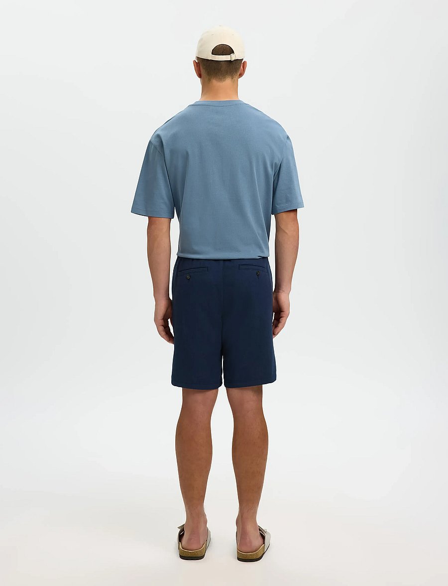 Selected - SLMREGULAR-BRODY LINEN BLD SHORTS NOOS - leinen-shorts - dark sapphire - 2