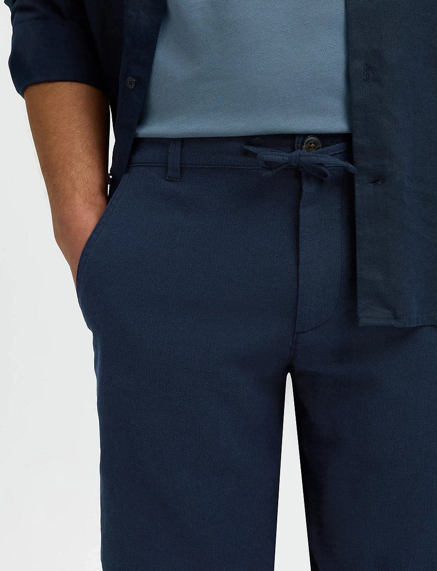 Selected - SLMREGULAR-BRODY LINEN BLD SHORTS NOOS - leinen-shorts - dark sapphire - 4