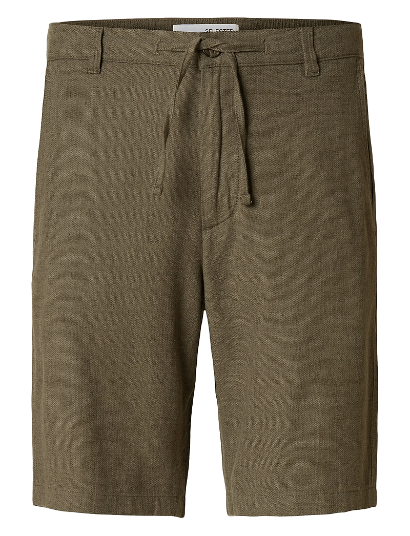 Selected - SLMREGULAR-BRODY LINEN BLD SHORTS NOOS - linneshorts - forest night - 1
