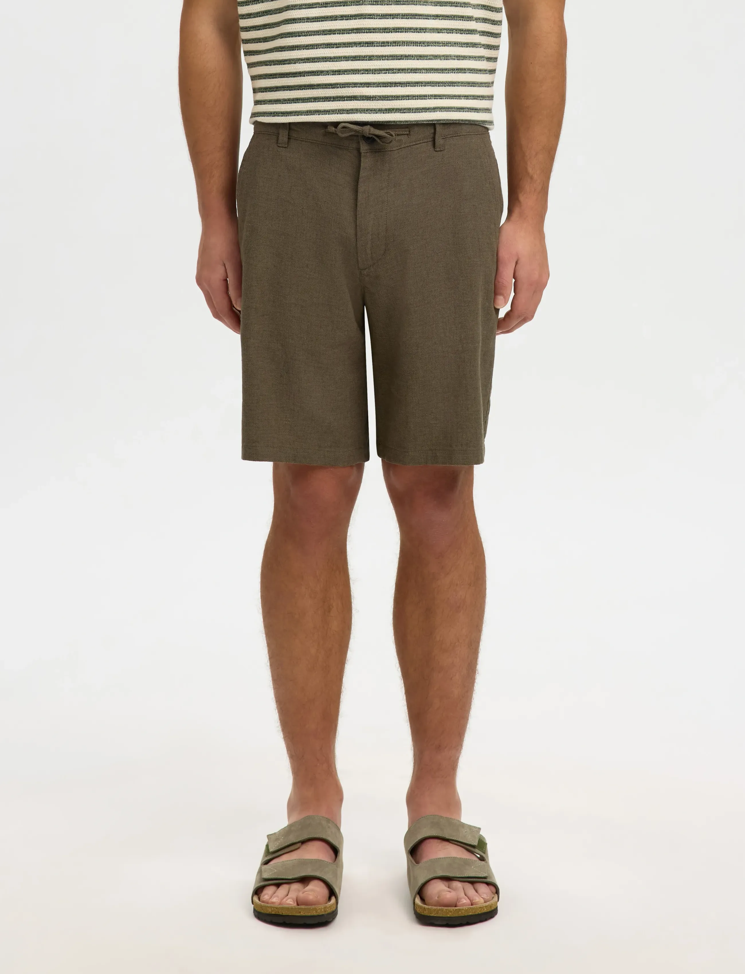 Selected SLMREGULAR-BRODY LINEN BLD SHORTS NOOS - Linen clothing - FOREST NIGHT / green
