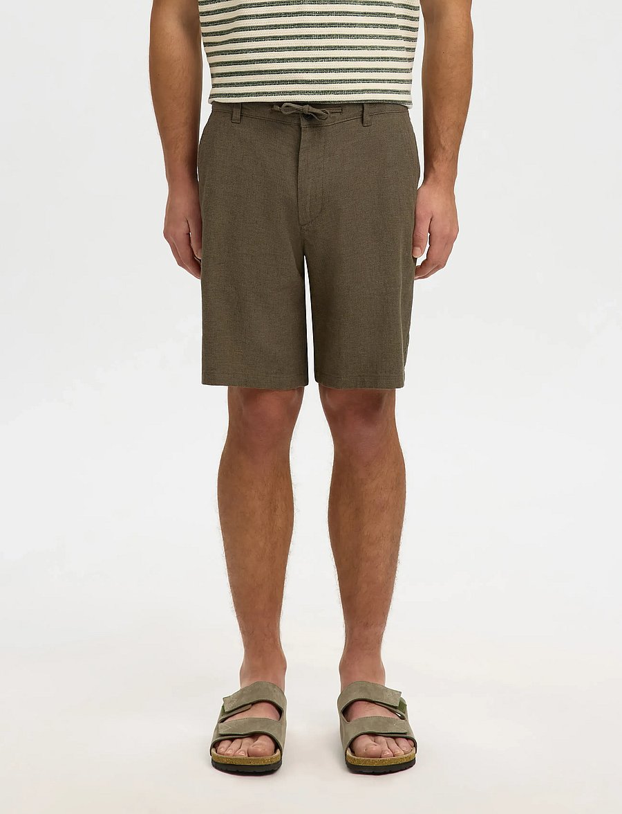 Selected - SLMREGULAR-BRODY LINEN BLD SHORTS NOOS - leinen-shorts - forest night - 0