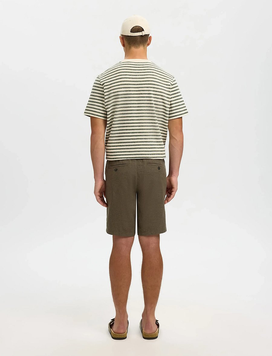 Selected - SLMREGULAR-BRODY LINEN BLD SHORTS NOOS - leinen-shorts - forest night - 2