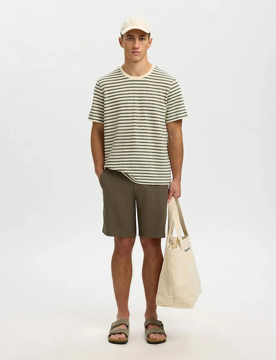 Selected - SLMREGULAR-BRODY LINEN BLD SHORTS NOOS - leinen-shorts - forest night - 5