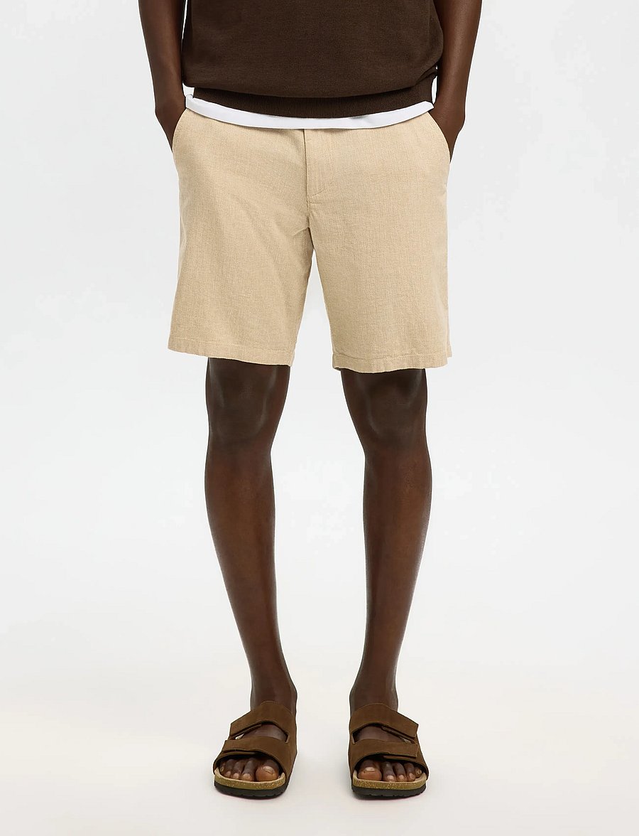Selected - SLMREGULAR-BRODY LINEN BLD SHORTS NOOS - linen shorts - incense - 0