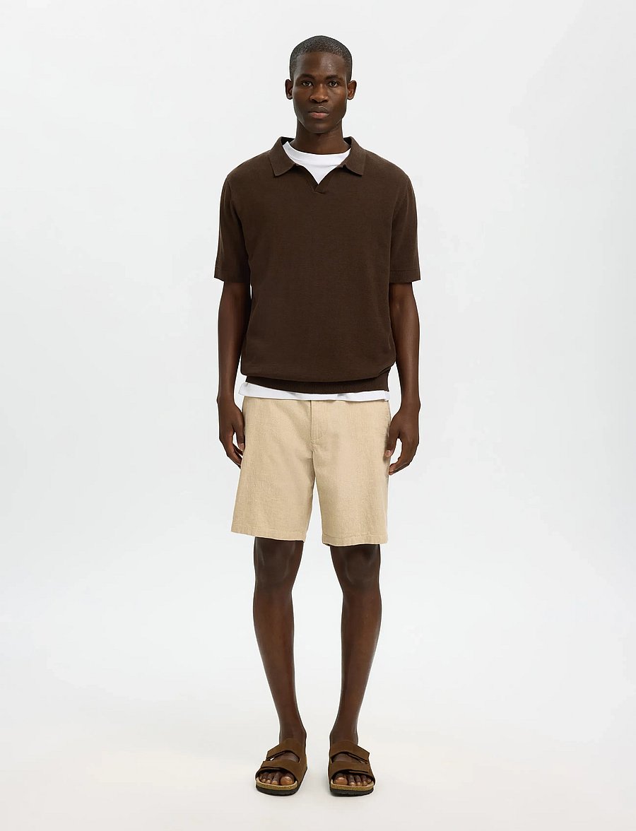Selected - SLMREGULAR-BRODY LINEN BLD SHORTS NOOS - linen shorts - incense - 3