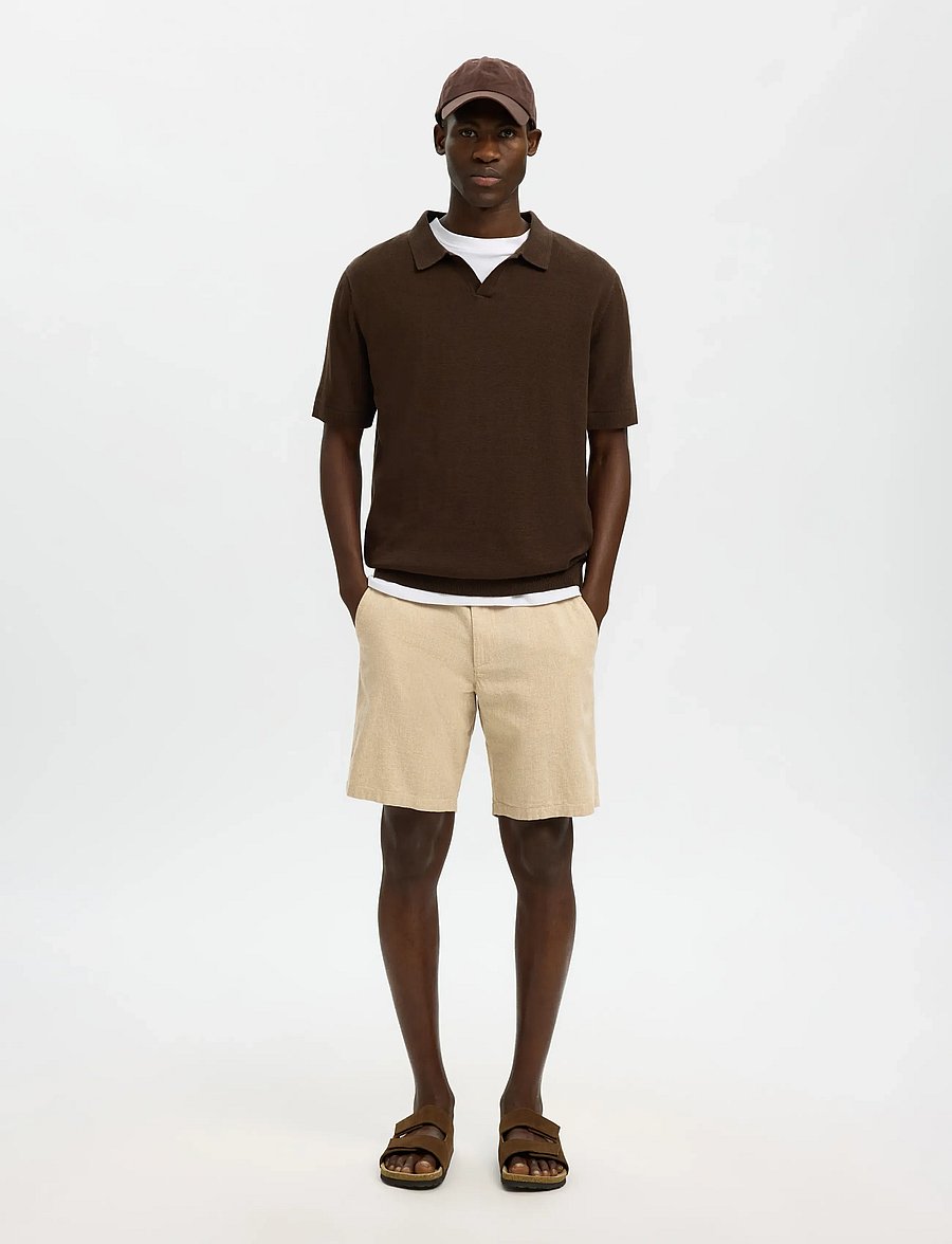 Selected - SLMREGULAR-BRODY LINEN BLD SHORTS NOOS - linen shorts - incense - 5