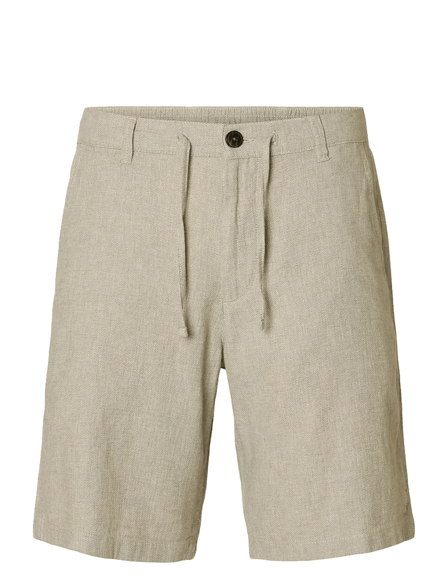 Selected - SLMREGULAR-BRODY LINEN BLD SHORTS NOOS - leinen-shorts - vetiver - 1
