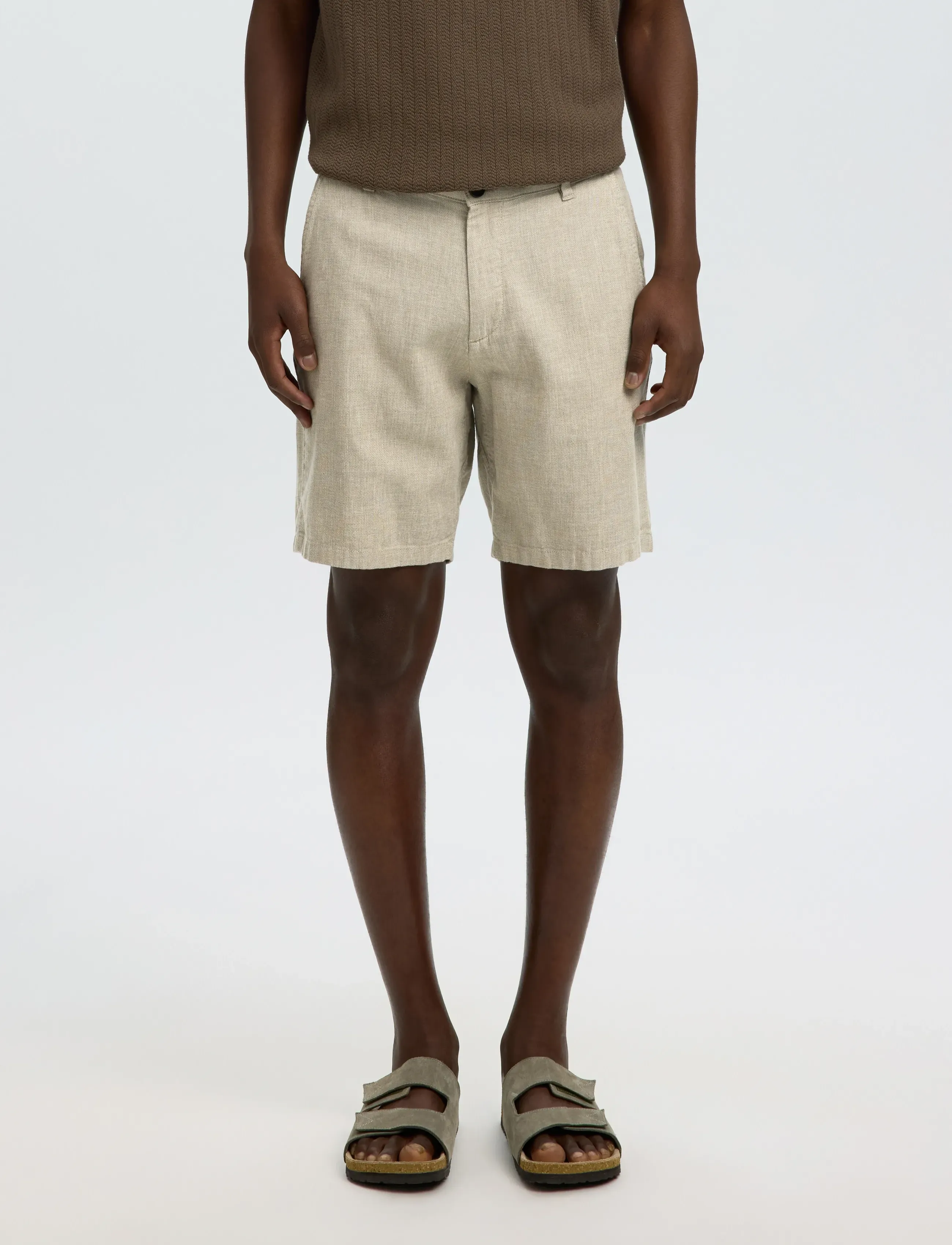 Selected Slmregular-Brody Linen Bld Shorts Noos, Mænd, Hørshorts Med Snøre, Beige, Str: XXL