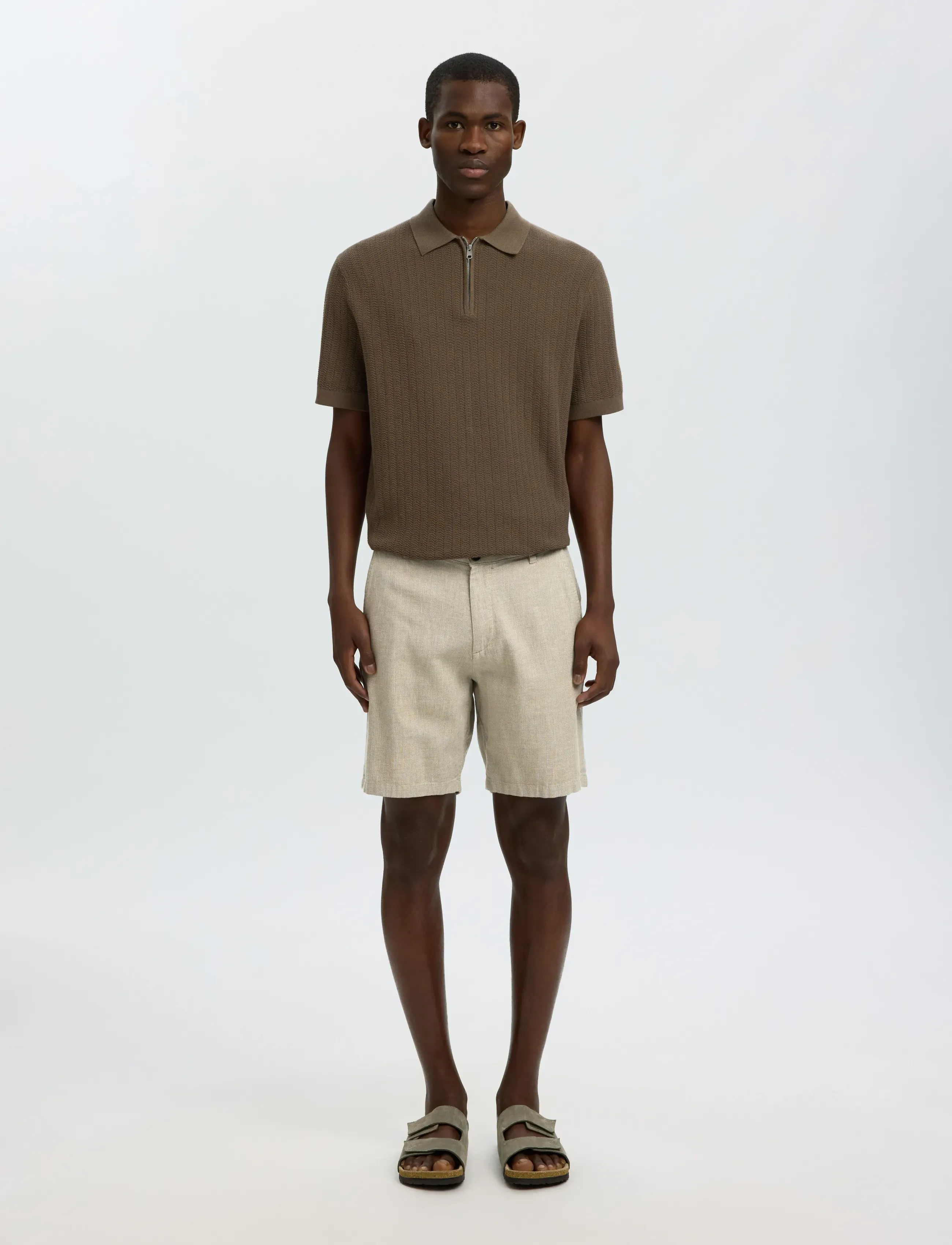 Selected - SLMREGULAR-BRODY LINEN BLD SHORTS NOOS - hørshorts - vetiver - 3