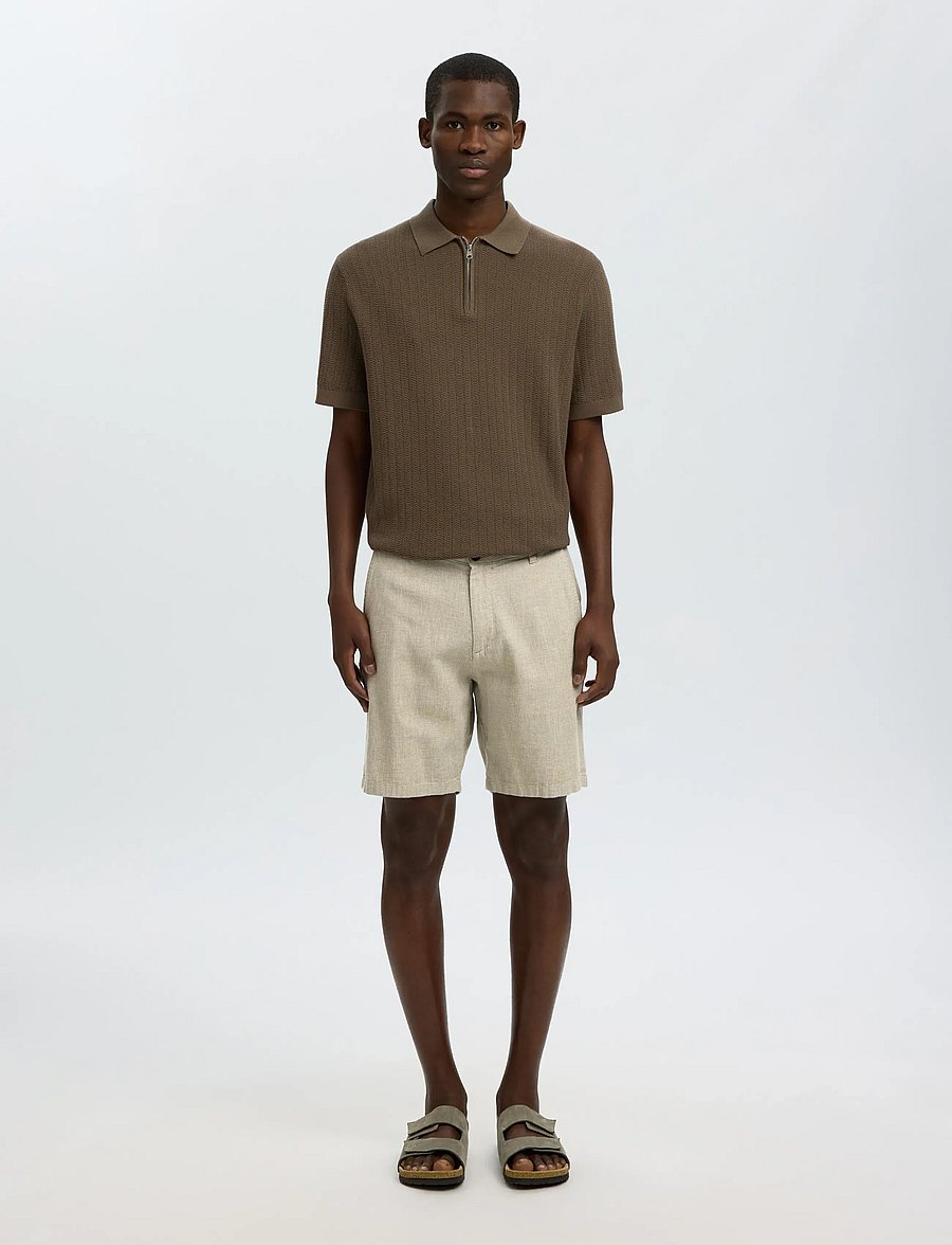 Selected - SLMREGULAR-BRODY LINEN BLD SHORTS NOOS - leinen-shorts - vetiver - 3