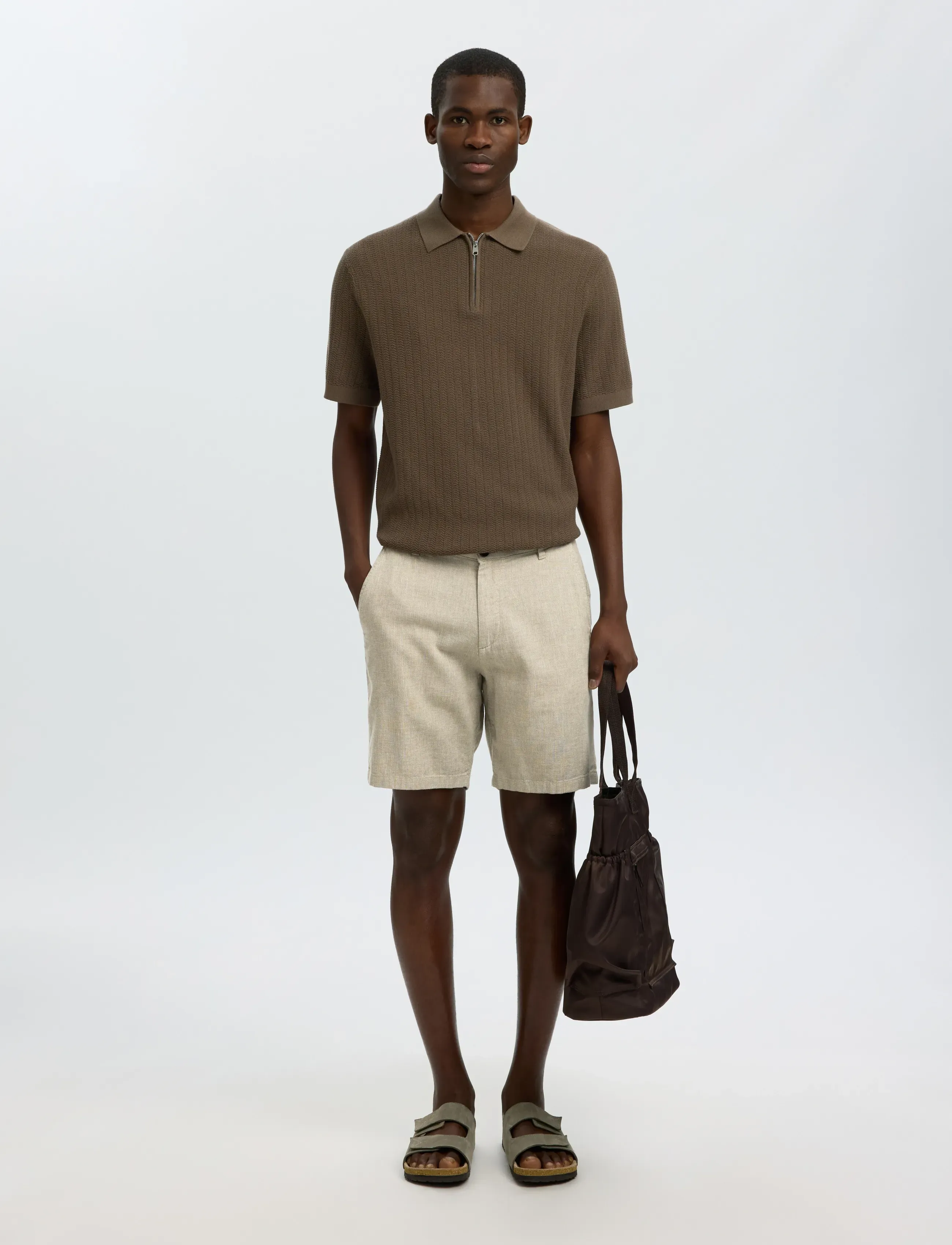 Selected - SLMREGULAR-BRODY LINEN BLD SHORTS NOOS - hørshorts - vetiver - 5