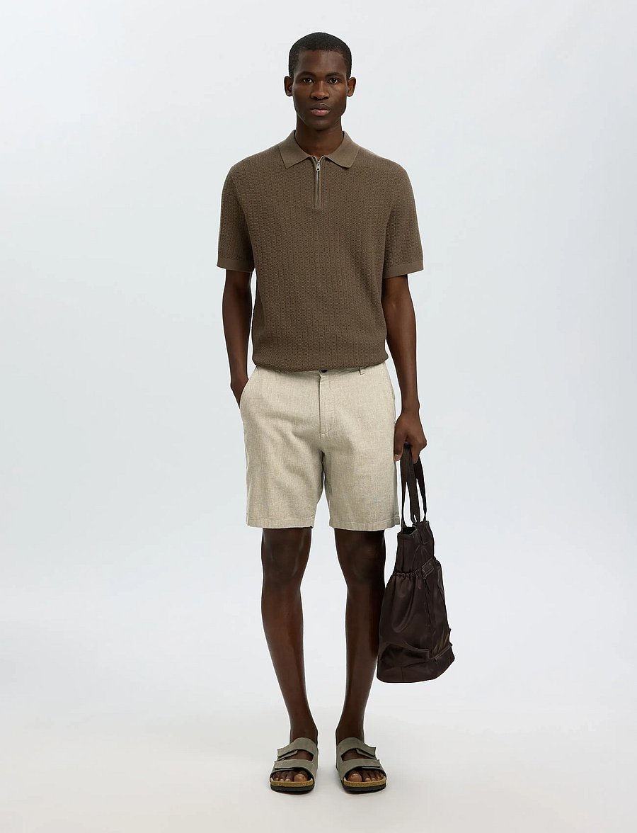 Selected - SLMREGULAR-BRODY LINEN BLD SHORTS NOOS - leinen-shorts - vetiver - 5