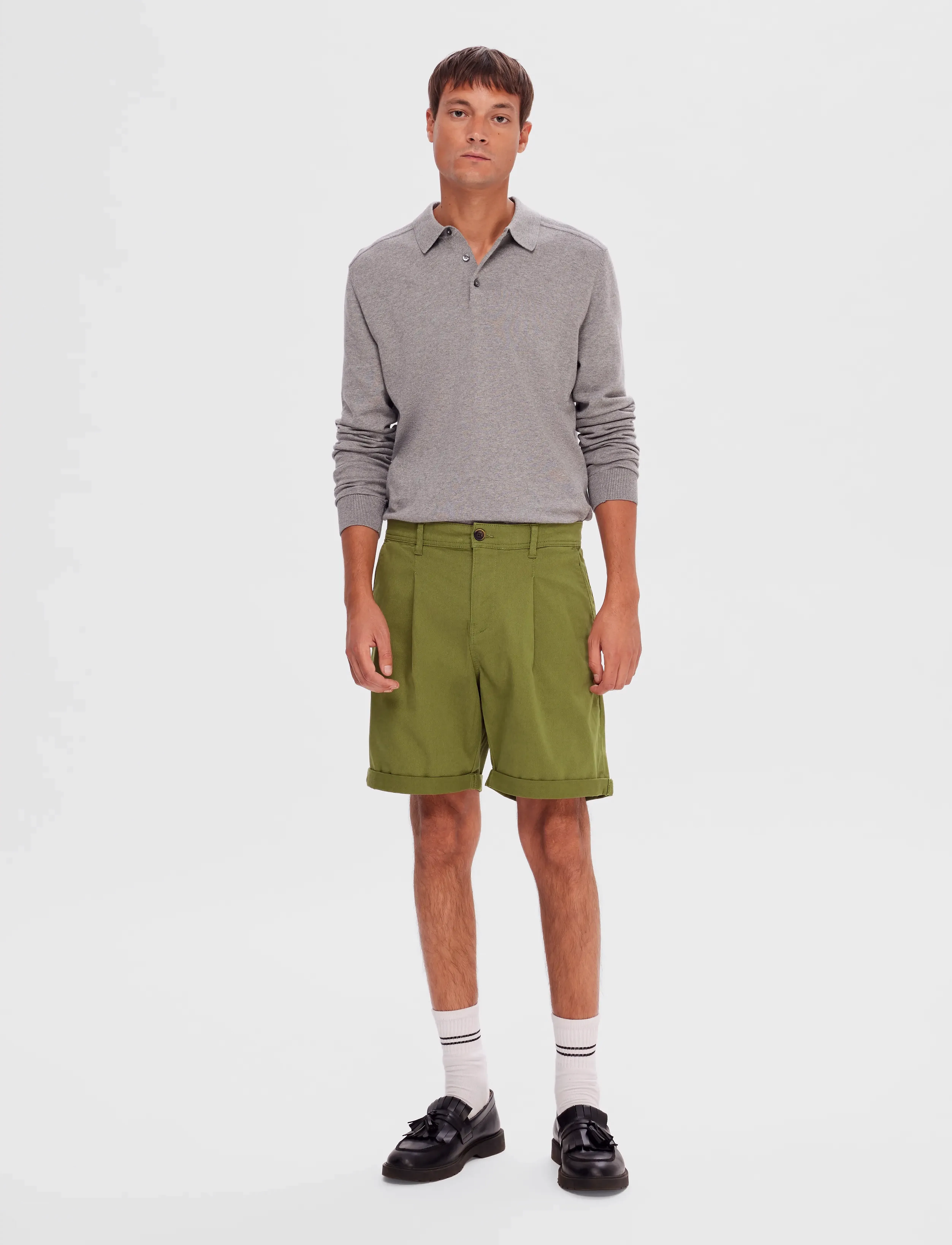 Selected - SLHCOMFORT-GABRIEL SHORTS W - chinos shorts - olive branch - 5
