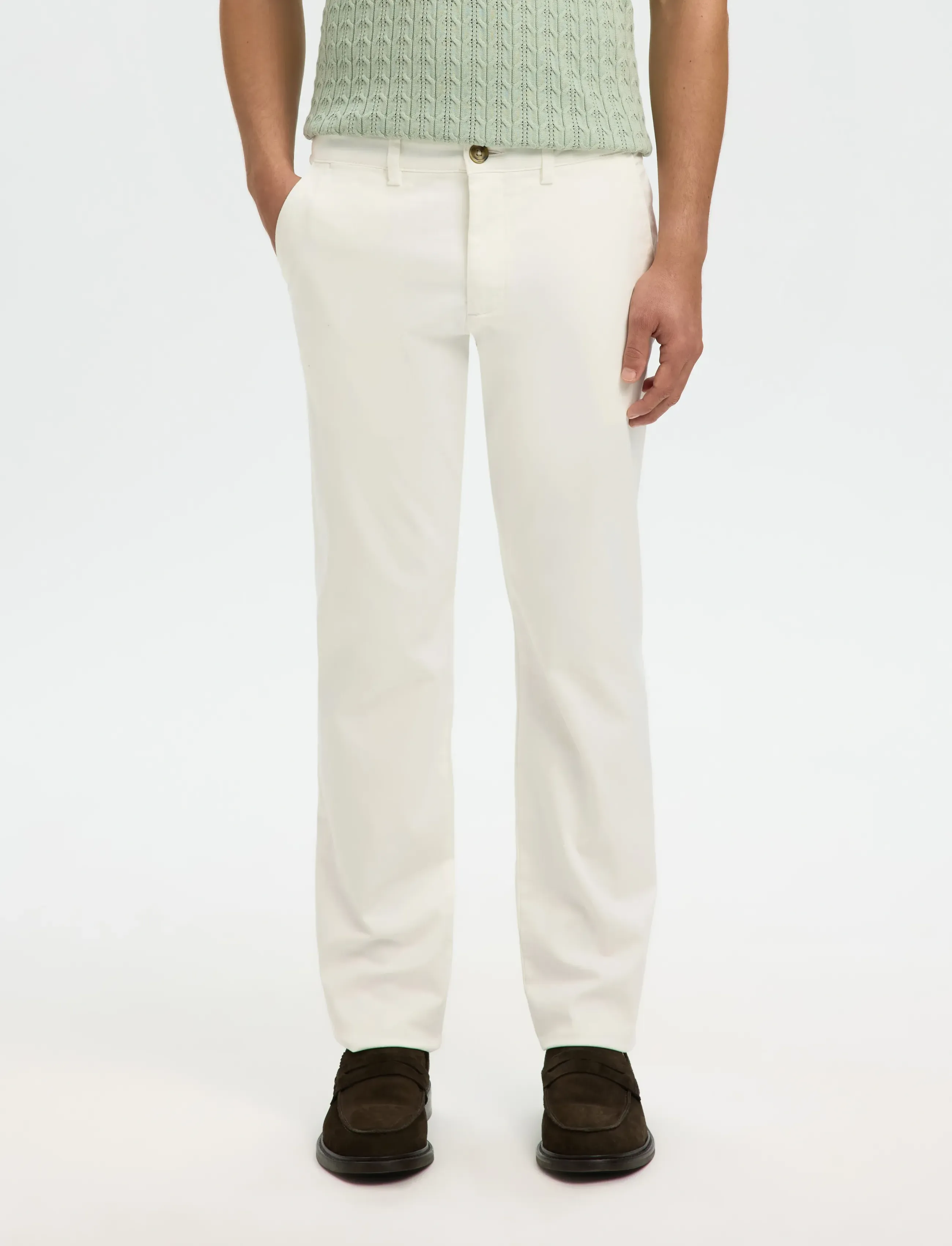 Selected SLM175-SLIM NEW MILES FLEX PANT NOOS - Chinos - CLOUD DANCER / white