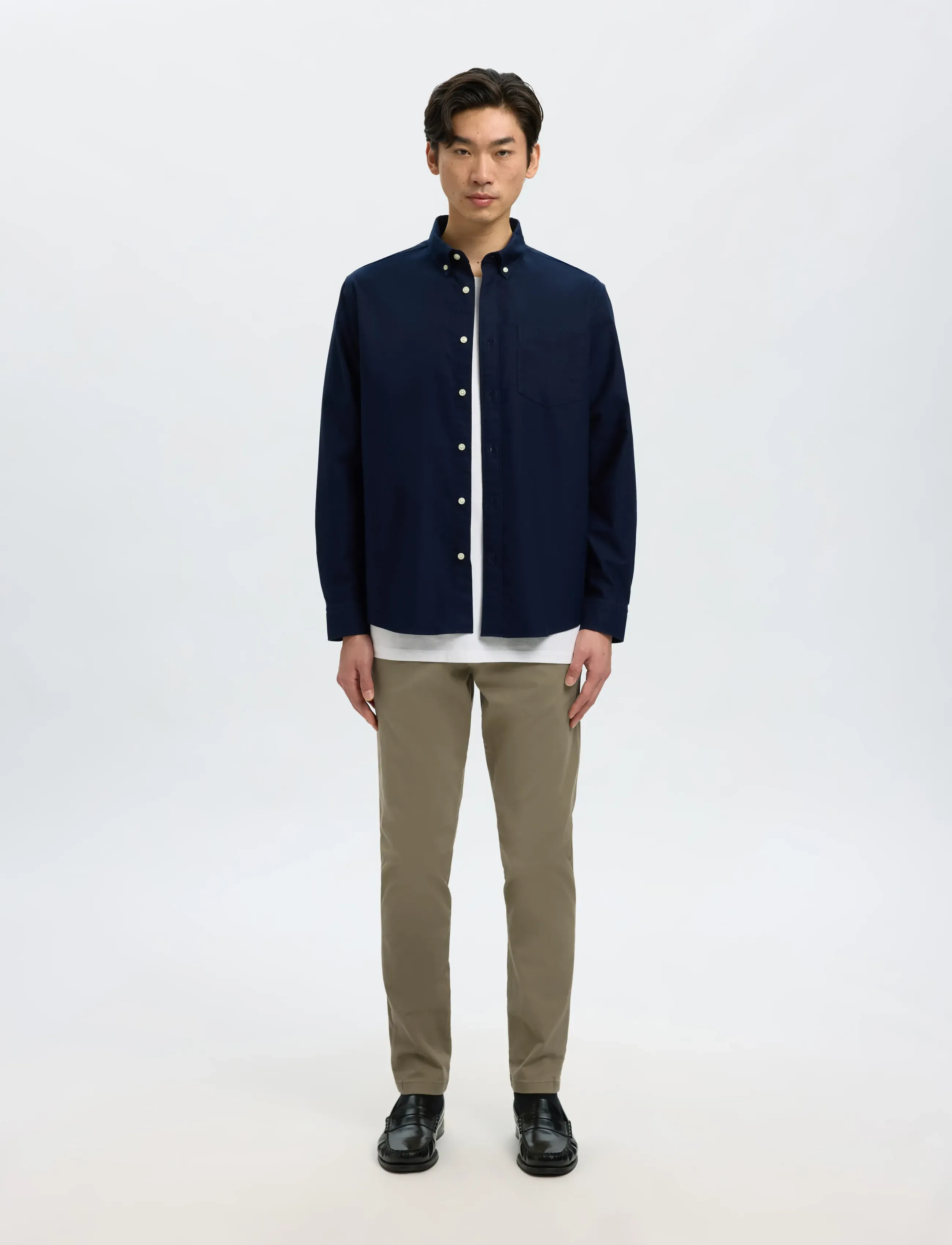 Selected SLM175-SLIM NEW MILES FLEX PANT NOOS - Püksid - ERMINE / green