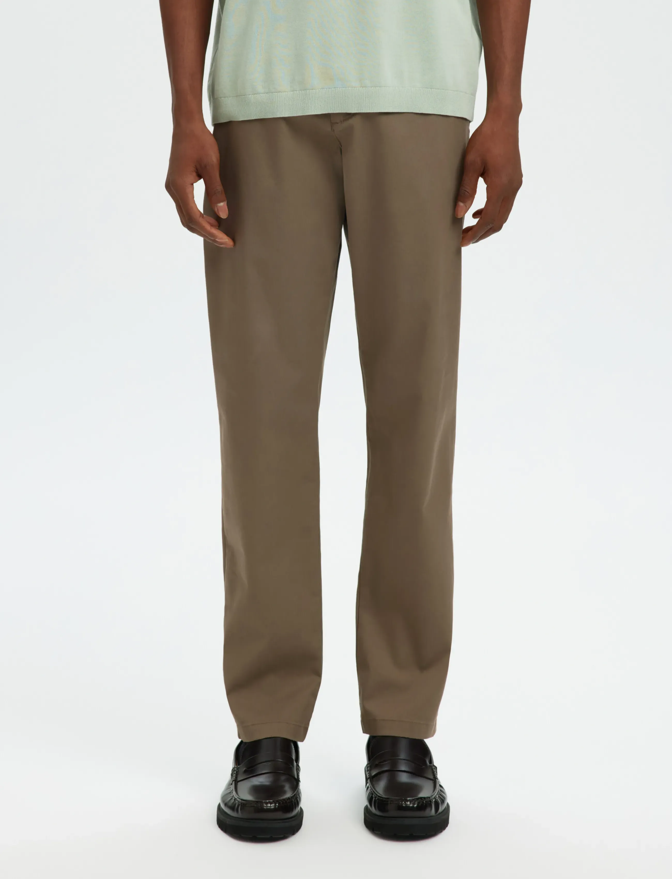 Selected SLM175-SLIM NEW MILES FLEX PANT NOOS - Bukser - MOREL / khaki/green