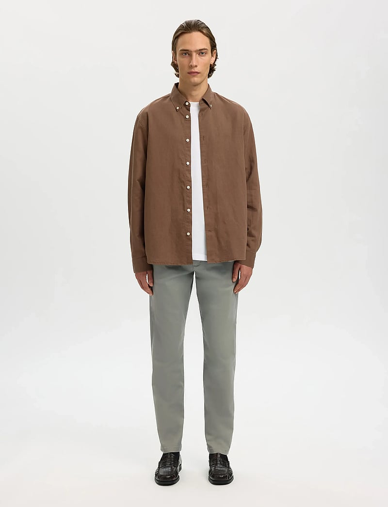 Selected - SLH175-SLIM NEW MILES FLEX PANT NOOS - chinos - vetiver - 3