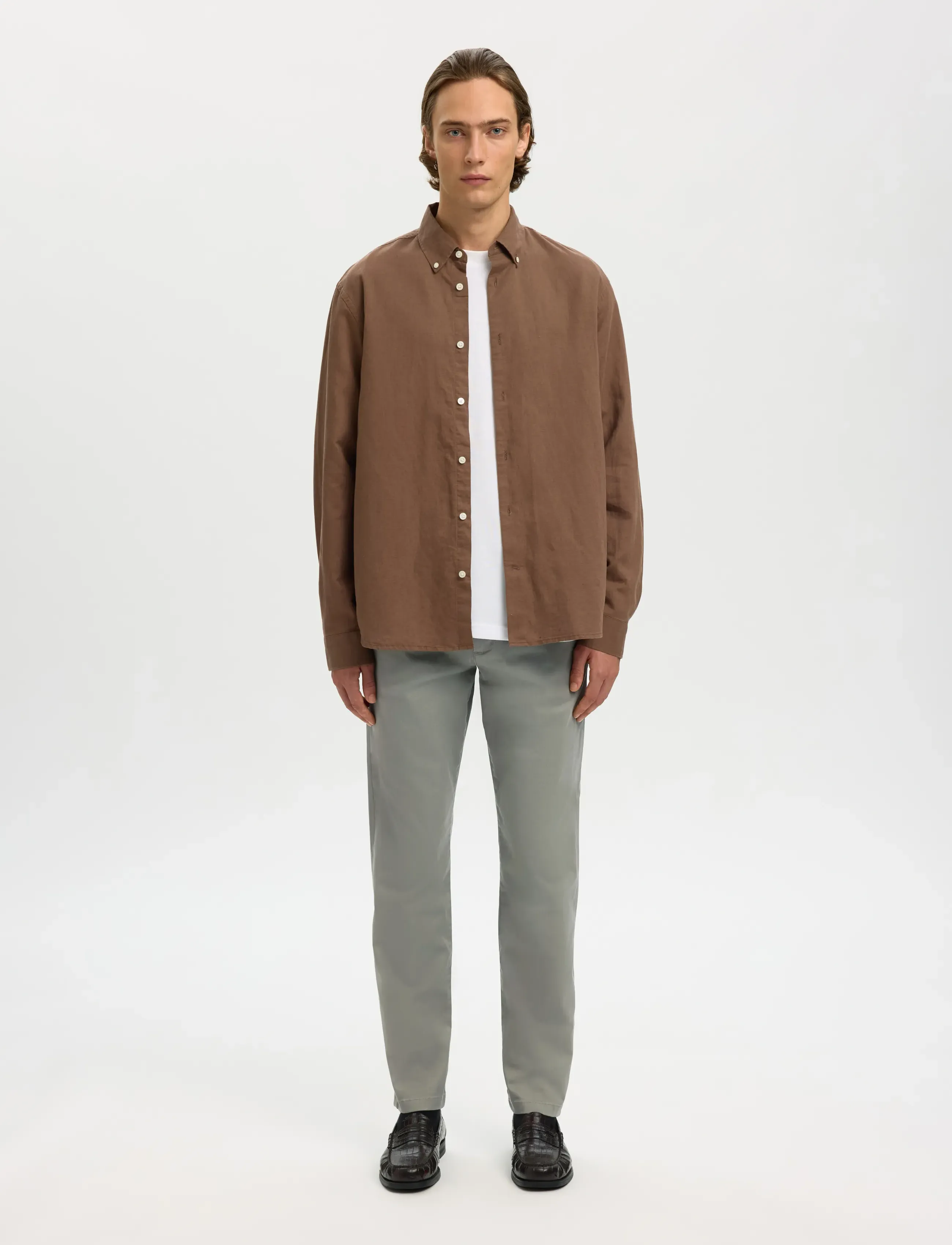 Selected - SLM175-SLIM NEW MILES FLEX PANT NOOS - pantalons chino - vetiver - 3