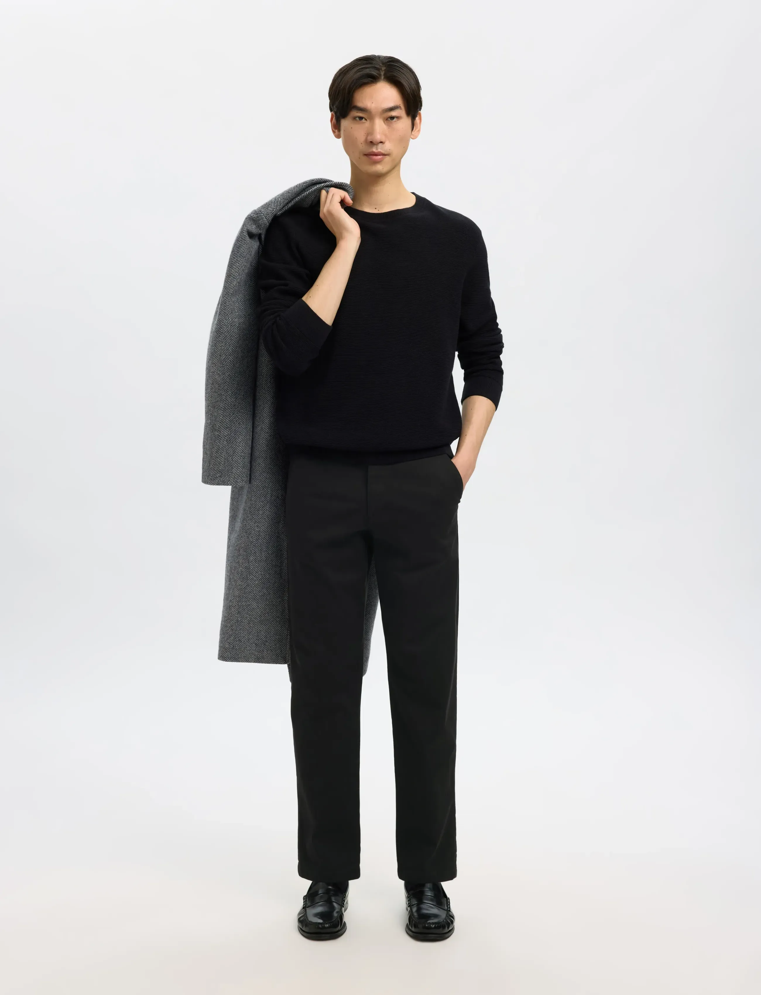 Selected - SLM196-STRAIGHT NEW MILES FLEX PANT NOOS - chino püksid - black - 3