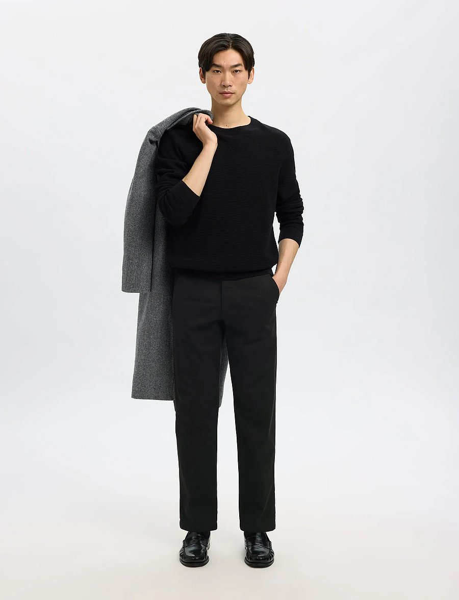 Selected - SLM196-STRAIGHT NEW MILES FLEX PANT NOOS - chinos - black - 3