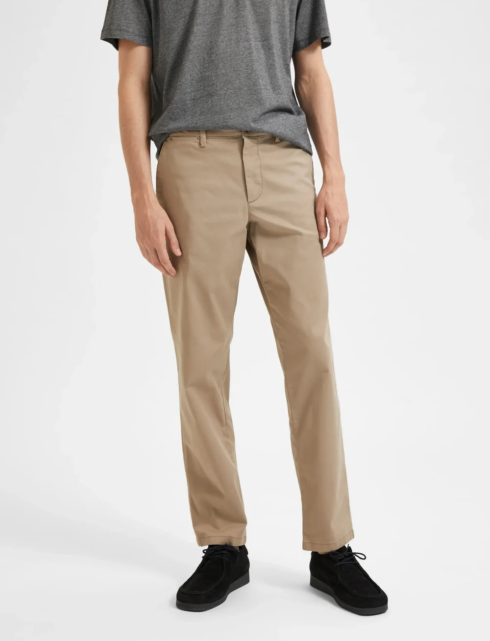 Selected - SLH196-STRAIGHT NEW MILES FLEX PANT NOOS - chinos - greige - 0