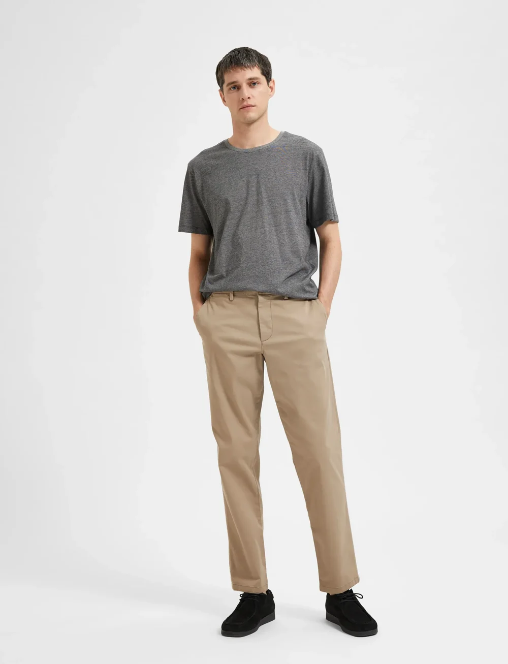 Selected - SLH196-STRAIGHT NEW MILES FLEX PANT NOOS - chinos - greige - 3