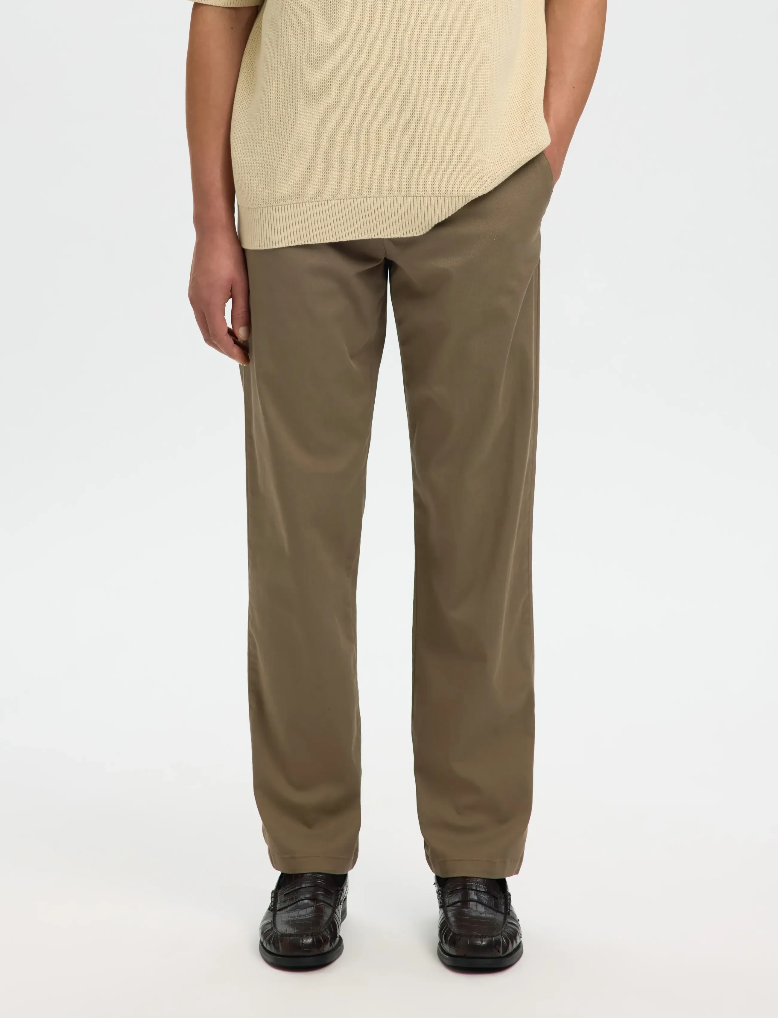 Selected SLM196-STRAIGHT NEW MILES FLEX PANT NOOS - Püksid - MOREL / khaki/green
