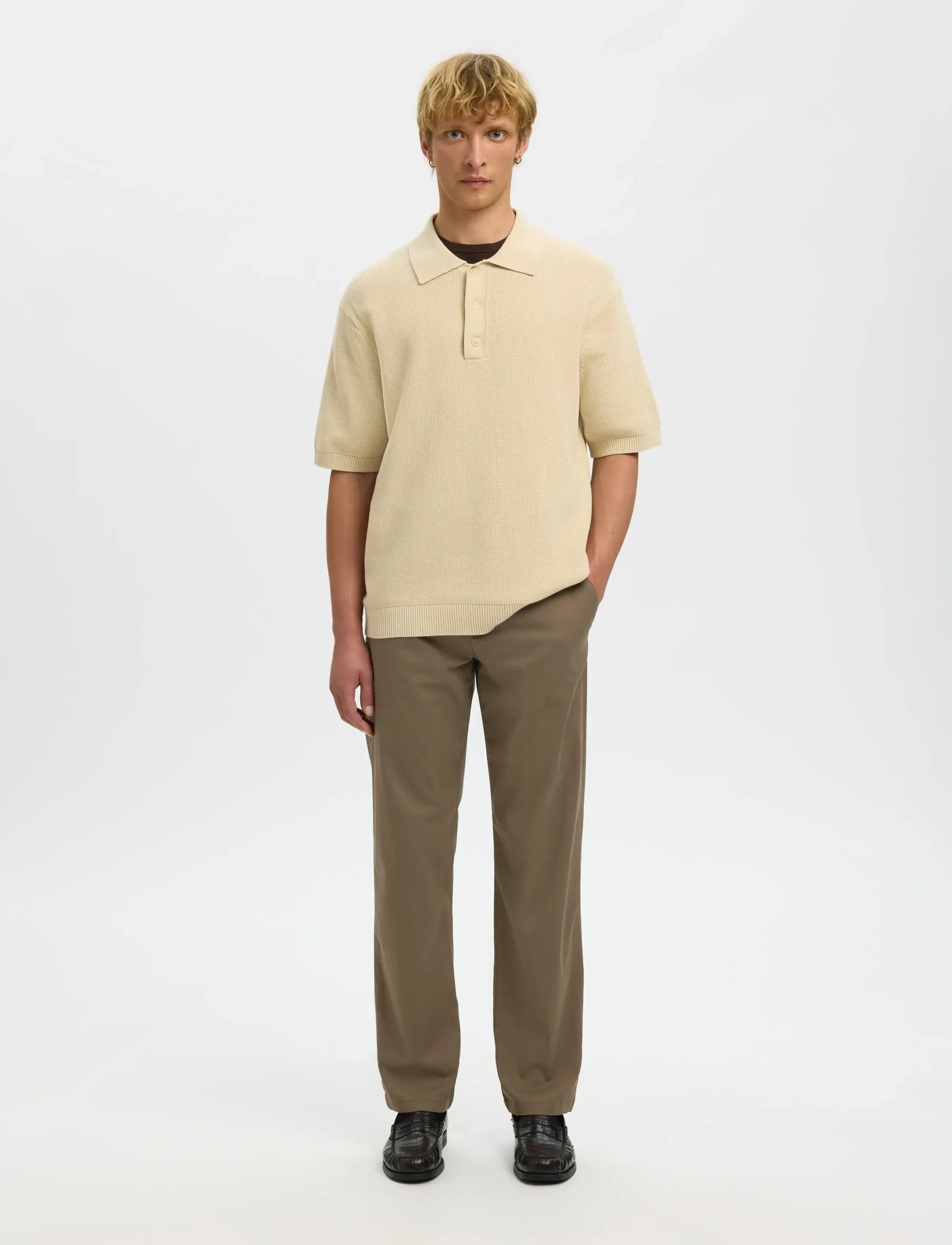 Selected - SLM196-STRAIGHT NEW MILES FLEX PANT NOOS - chino püksid - morel - 3