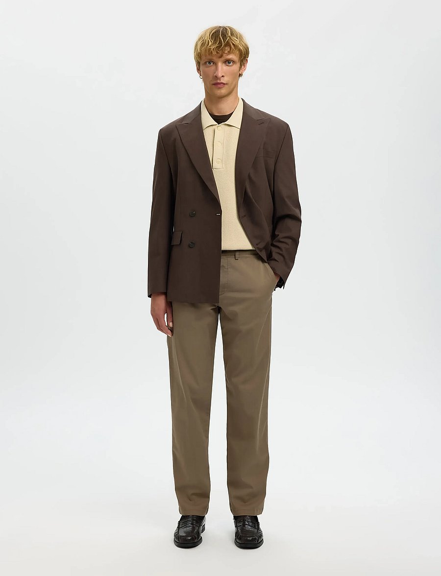 Selected - SLM196-STRAIGHT NEW MILES FLEX PANT NOOS - chinos - morel - 5