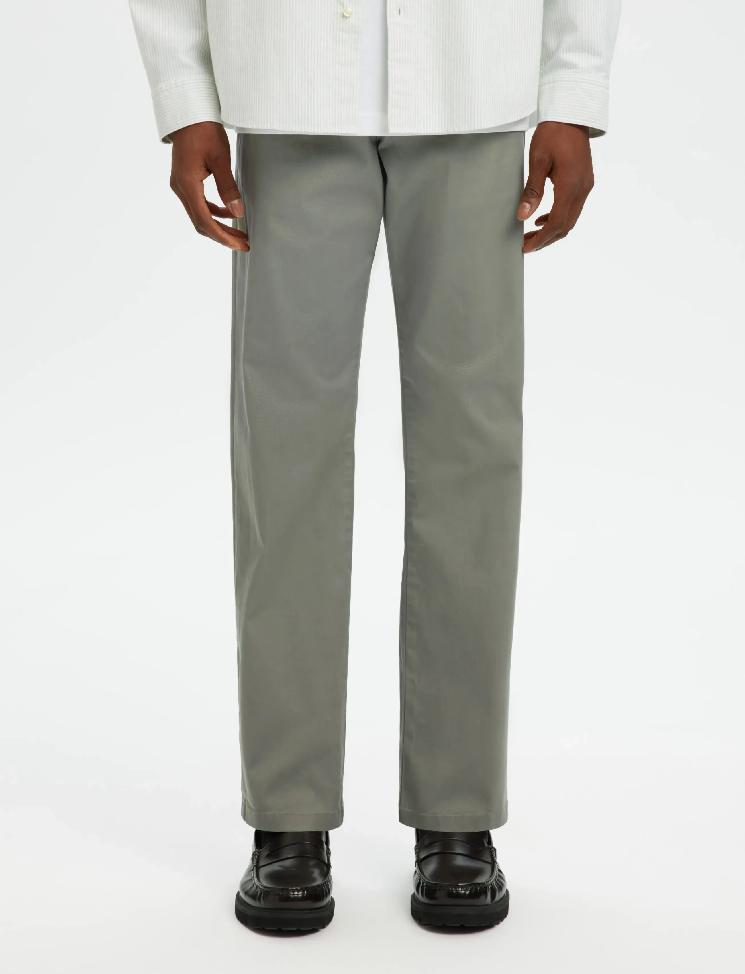 Selected SLH196-STRAIGHT NEW MILES FLEX PANT NOOS - Trousers - VETIVER / grey