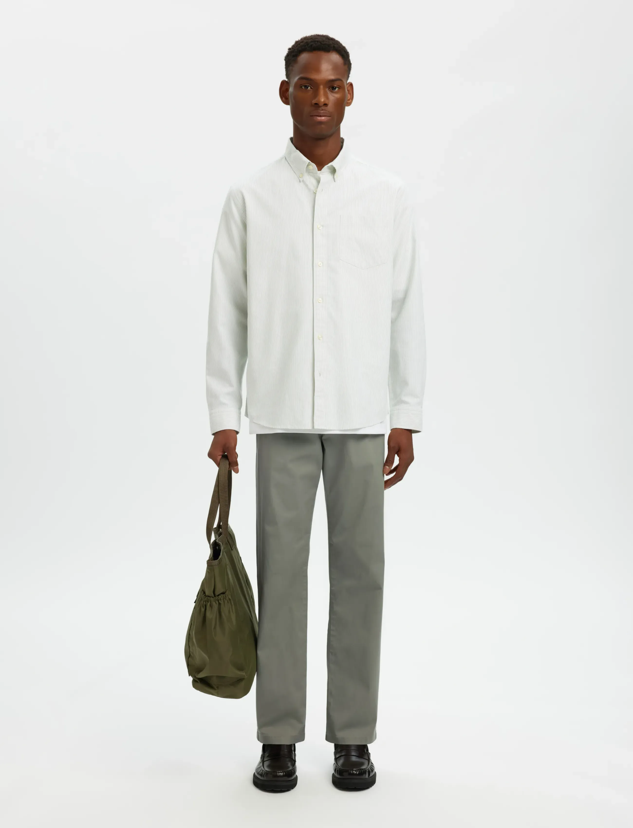 Selected - SLM196-STRAIGHT NEW MILES FLEX PANT NOOS - chinos - vetiver - 4