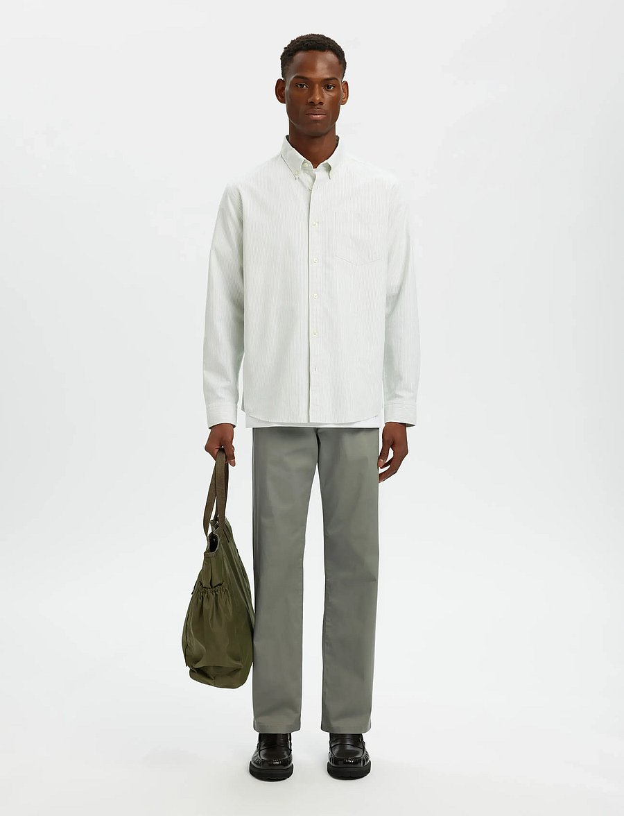 Selected - SLM196-STRAIGHT NEW MILES FLEX PANT NOOS - chinos - vetiver - 4