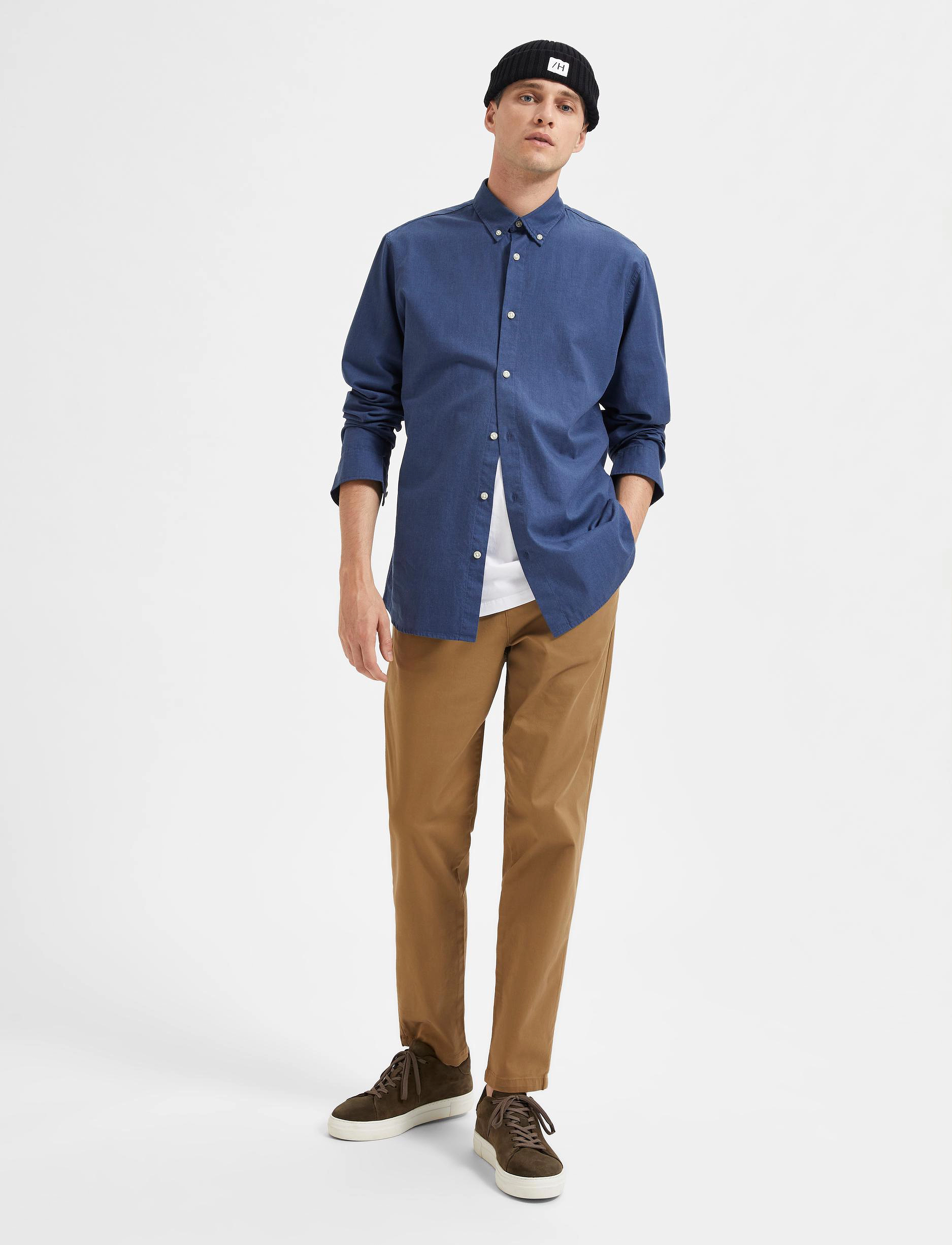 Selected - SLH172-SLIMTAPE-NEW MILES FLEX PANT N - ermine - 5